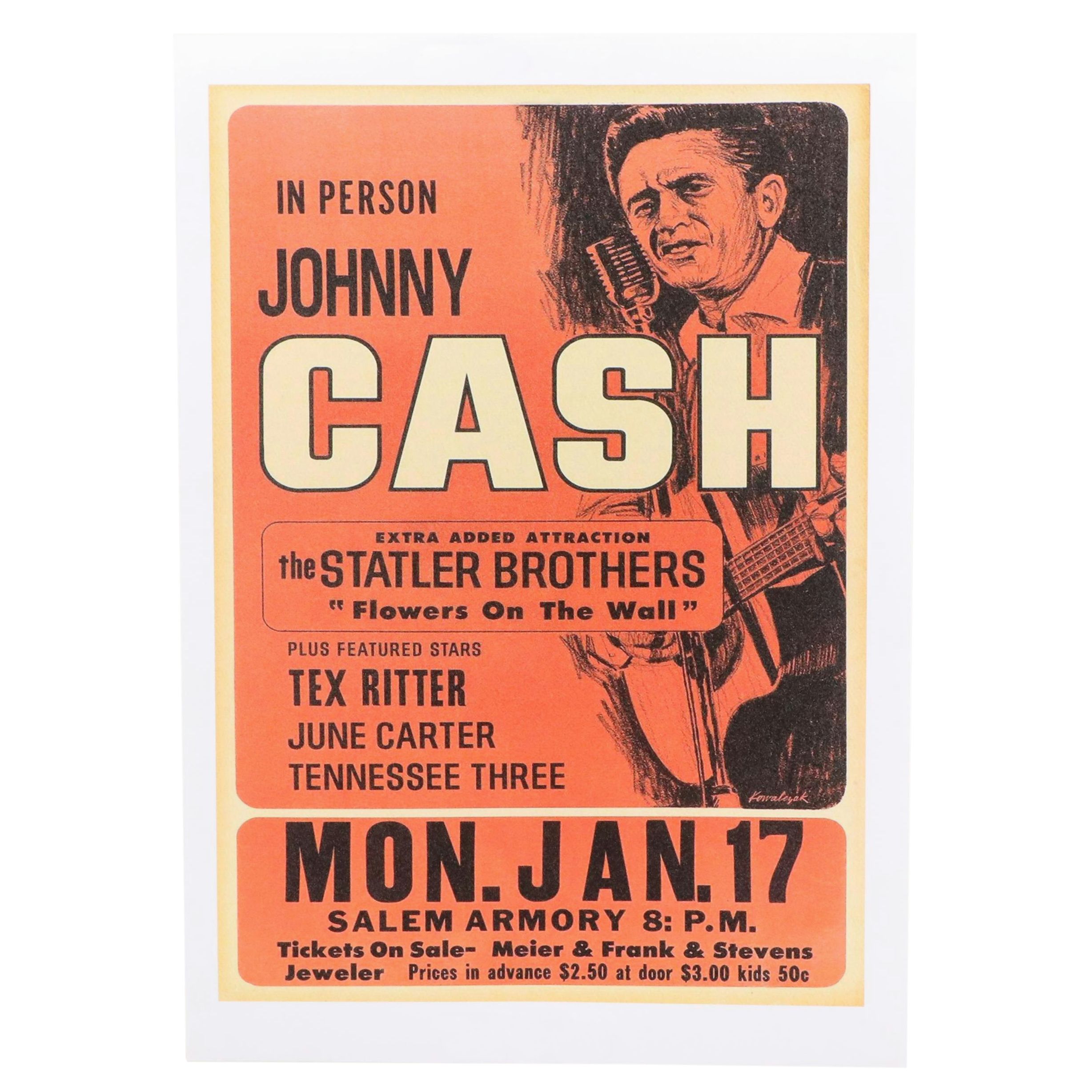 Johnny Cash Giclée Reproduction Concert Poster "Five Minutes to Live"
