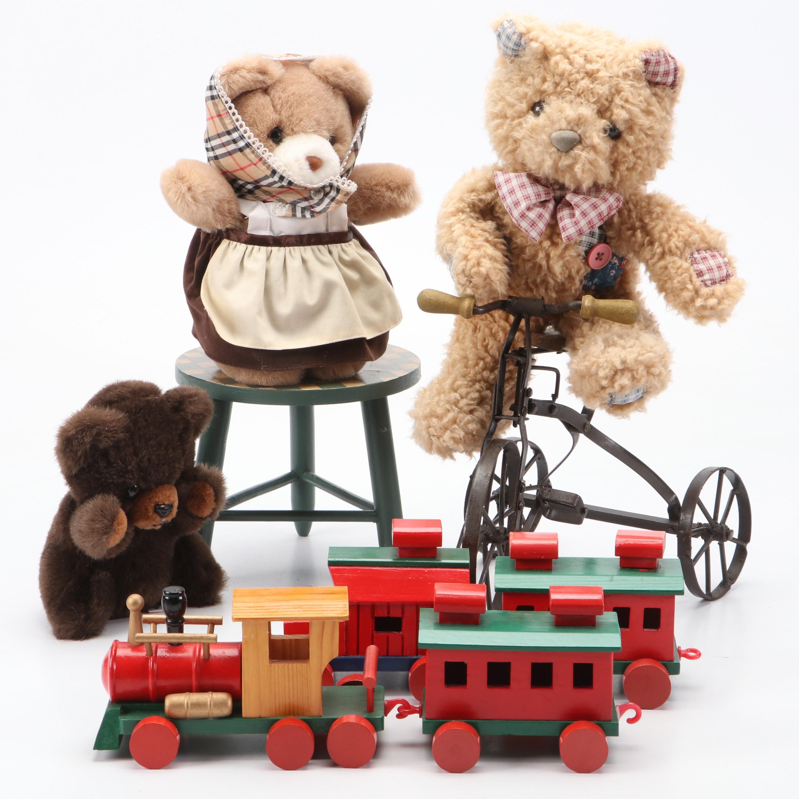 Russ Berrie & Co. "Grizzly" and "Becky" Stuffed Bears with More Toys