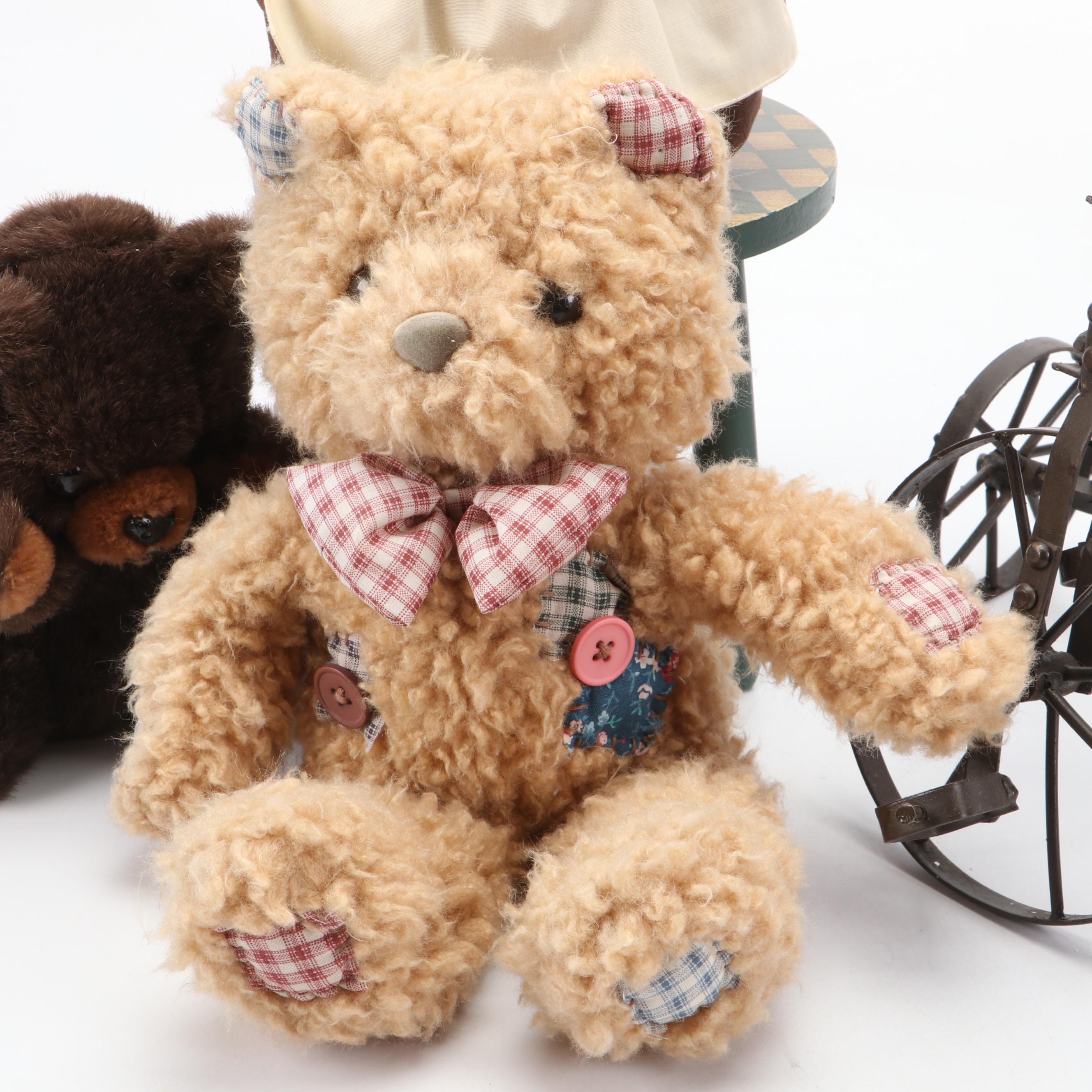 Russ Berrie & Co. "Grizzly" and "Becky" Stuffed Bears with More Toys