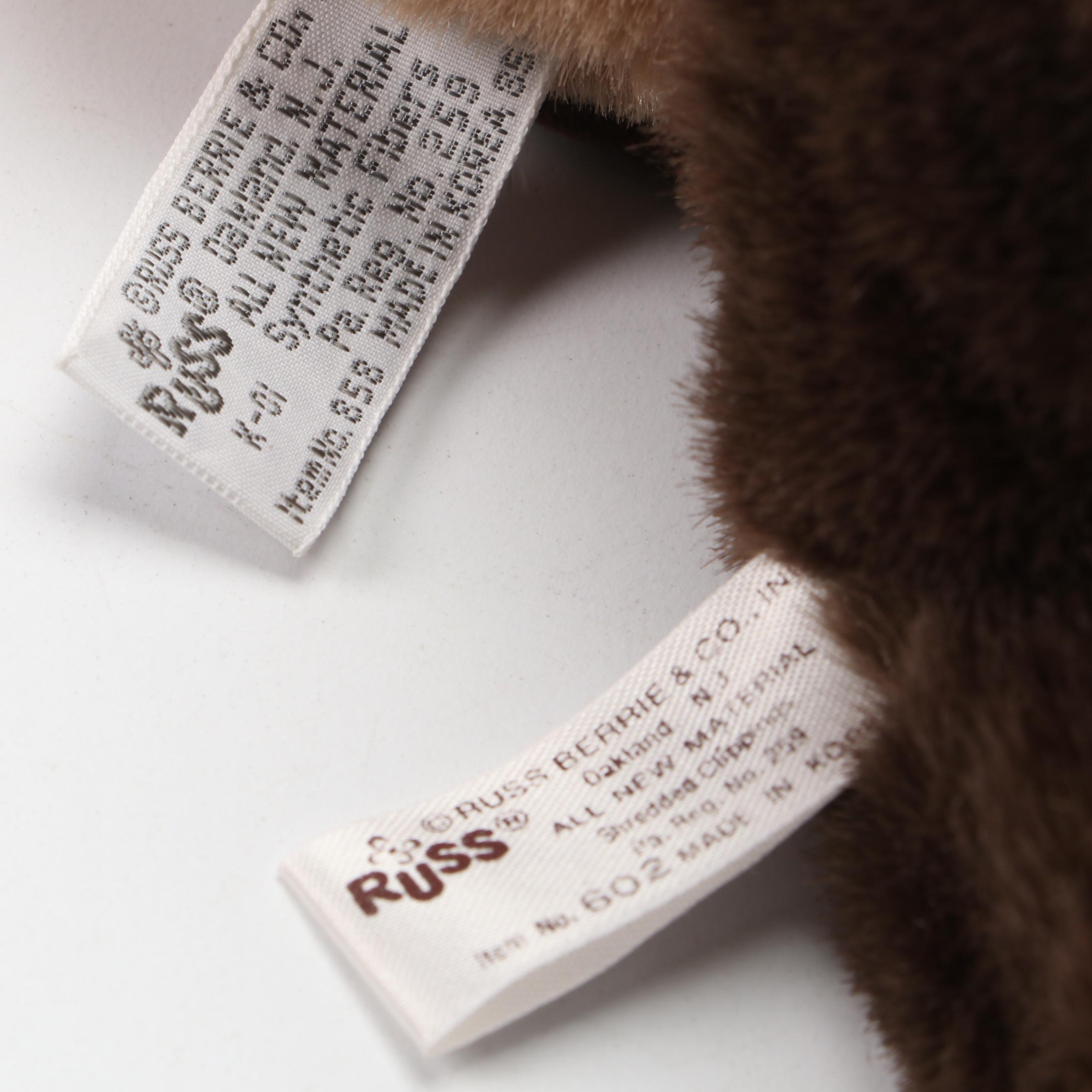 Russ Berrie & Co. "Grizzly" and "Becky" Stuffed Bears with More Toys