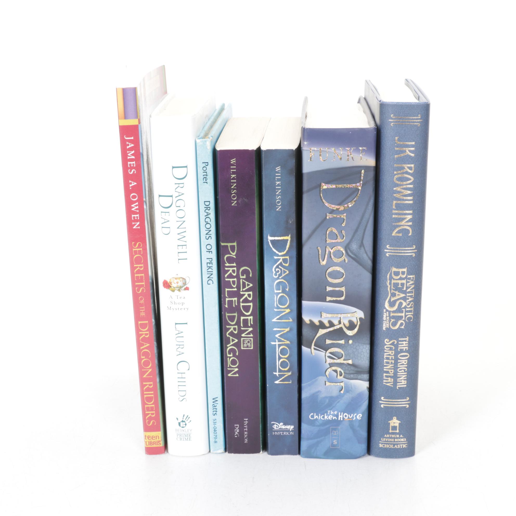 First Edition "Fantastic Beasts..." by J.K. Rowling & Dragon Themed Books