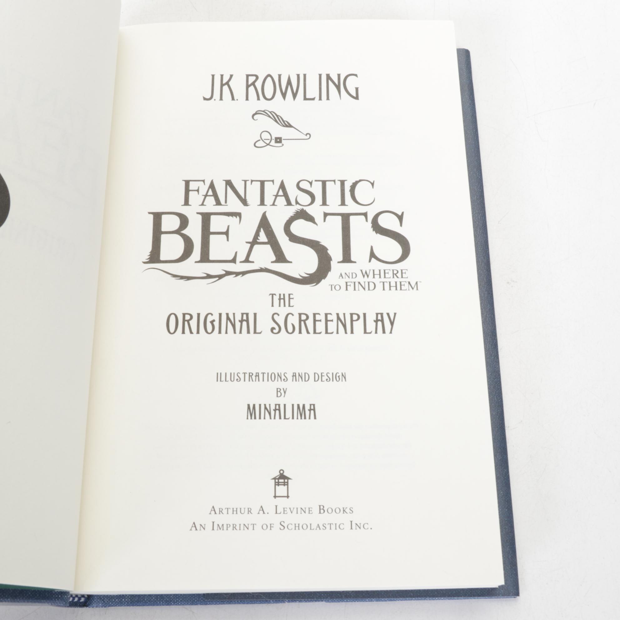 First Edition "Fantastic Beasts..." by J.K. Rowling & Dragon Themed Books