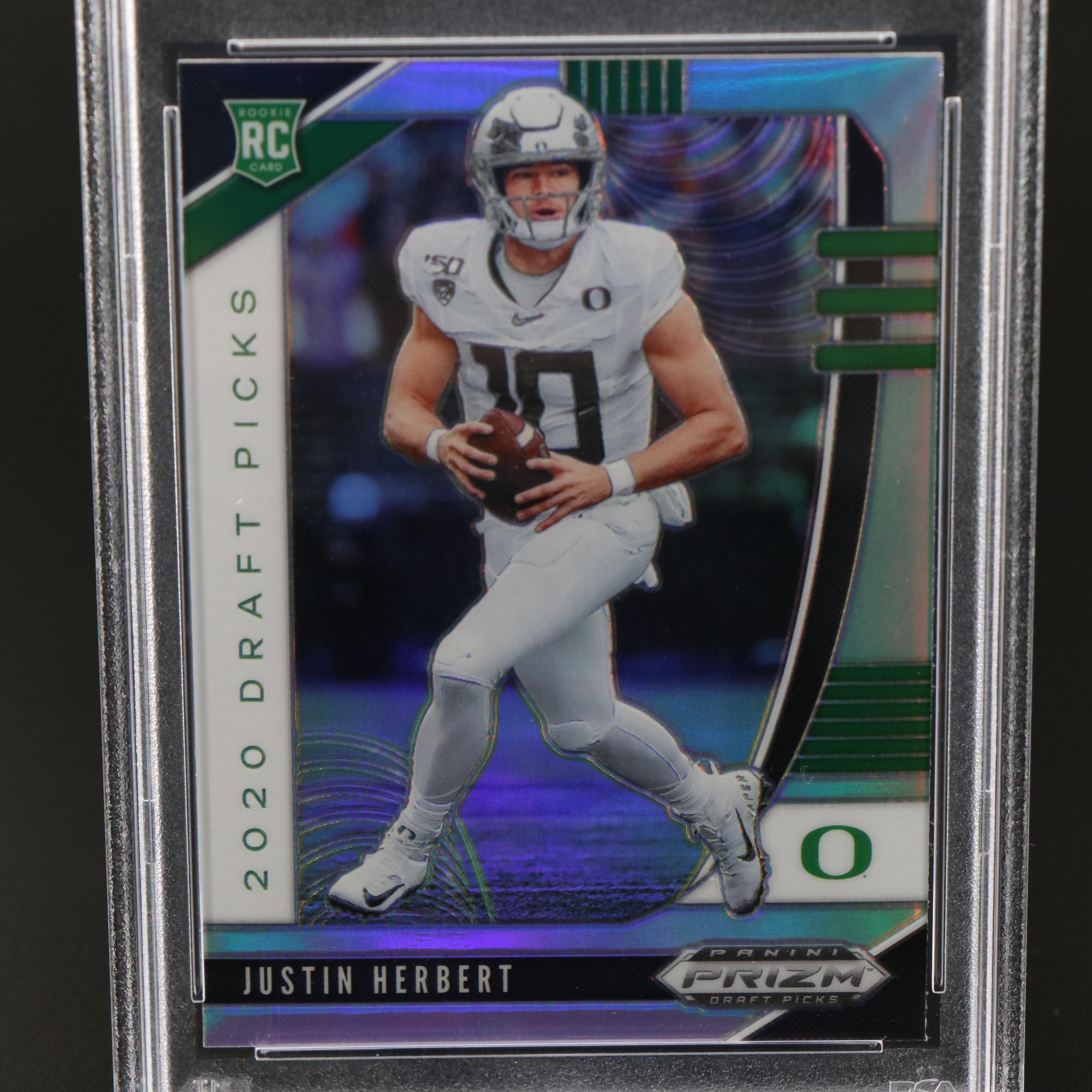 2020 Prizm Draft Picks Justin Herbert Silver Prizm Rookie Card Graded PSA 10