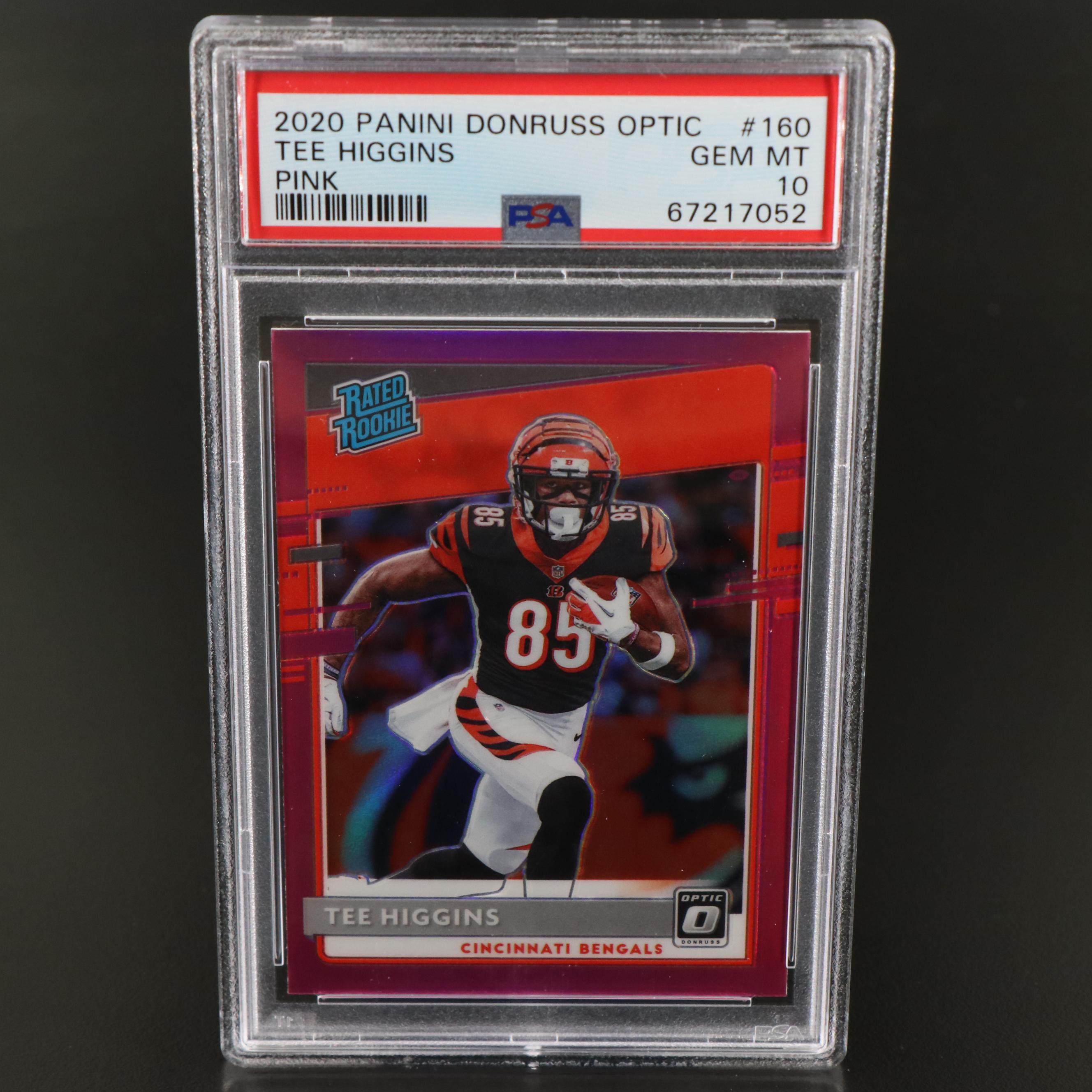 2020 Donruss Optic Tee Higgins Pink Rated Rookie Football Card Graded PSA 10