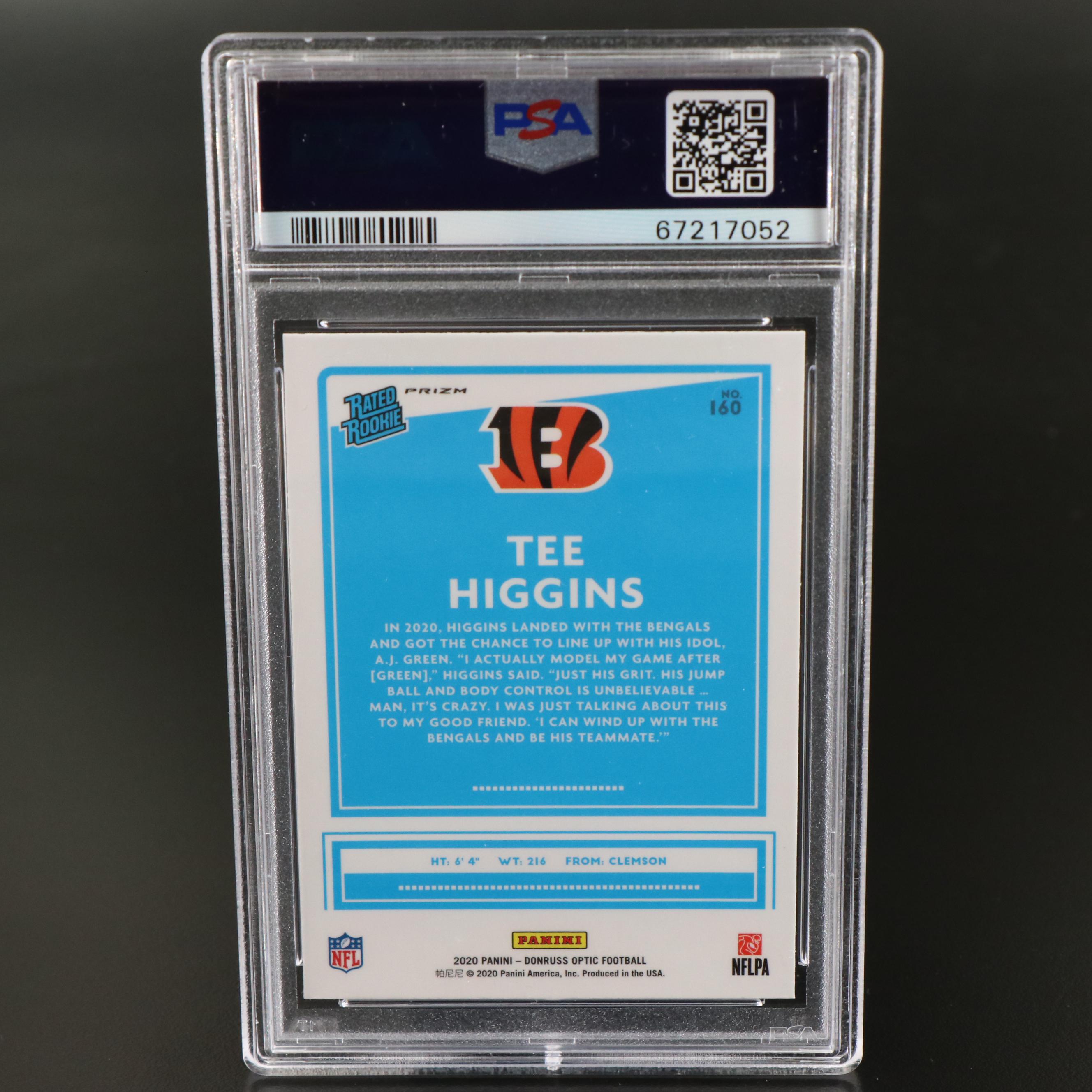 2020 Donruss Optic Tee Higgins Pink Rated Rookie Football Card Graded PSA 10