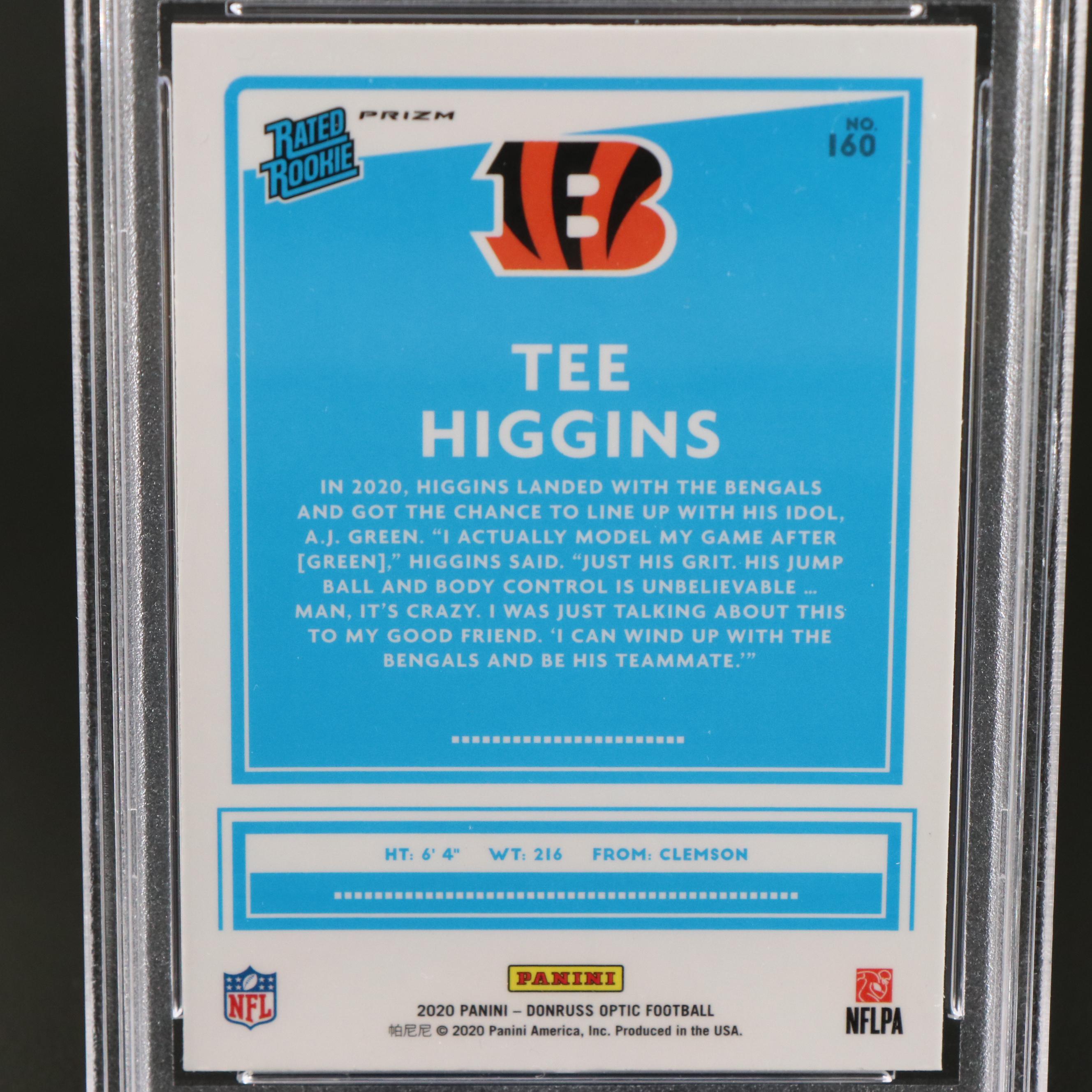 2020 Donruss Optic Tee Higgins Pink Rated Rookie Football Card Graded PSA 10