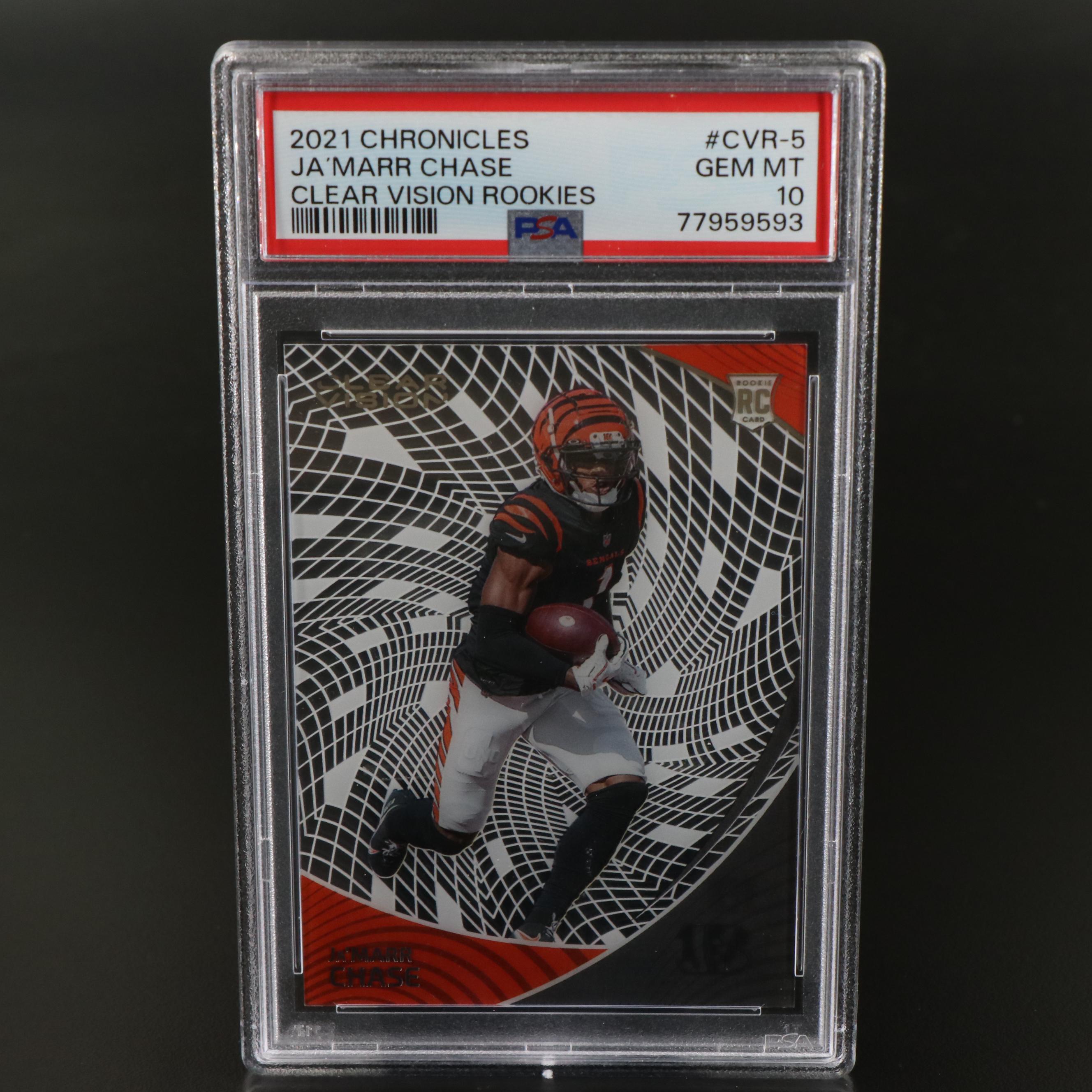 2021 Chronicles Ja’Marr Chase Clear Vision Rookies Football Card Graded PSA 10