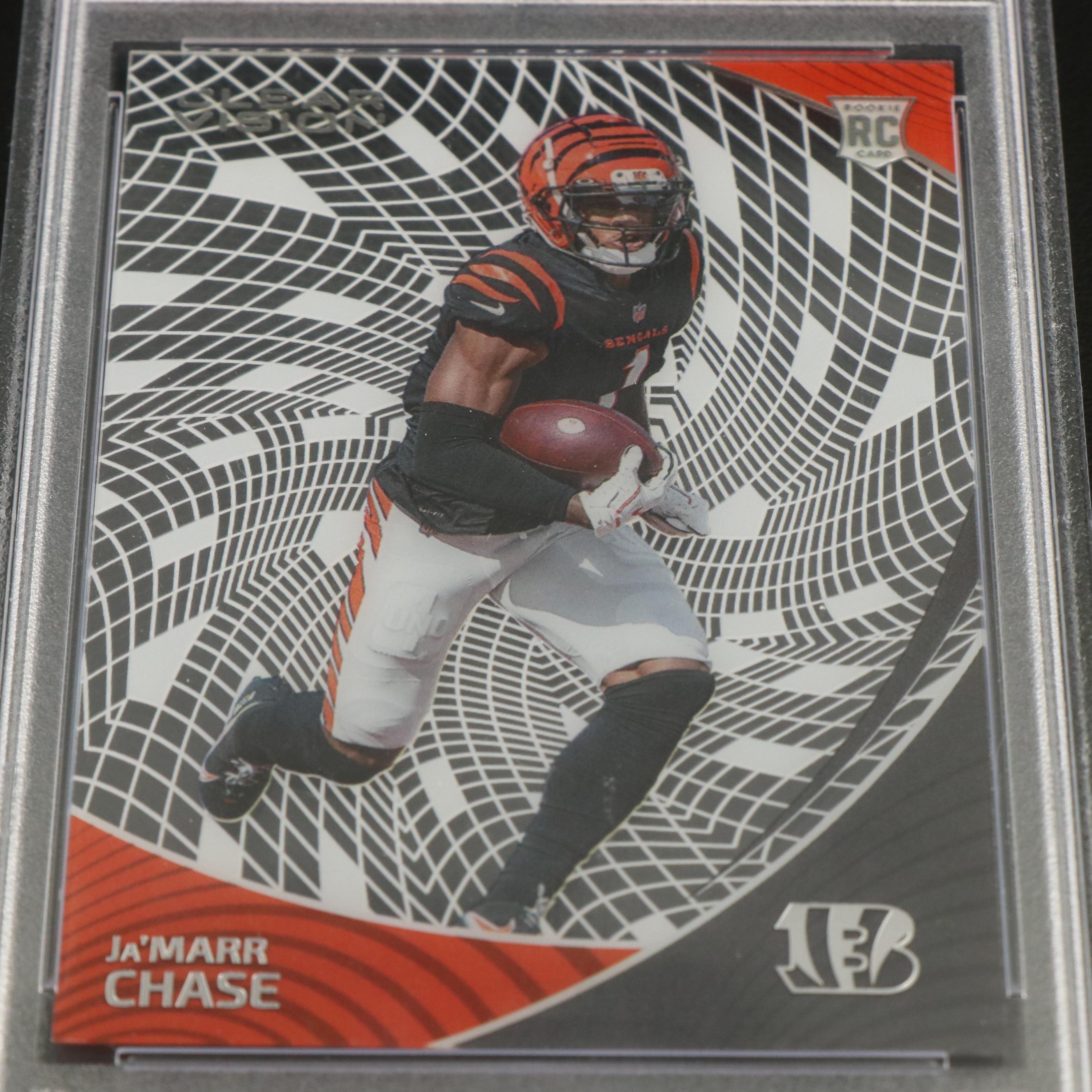 2021 Chronicles Ja’Marr Chase Clear Vision Rookies Football Card Graded PSA 10