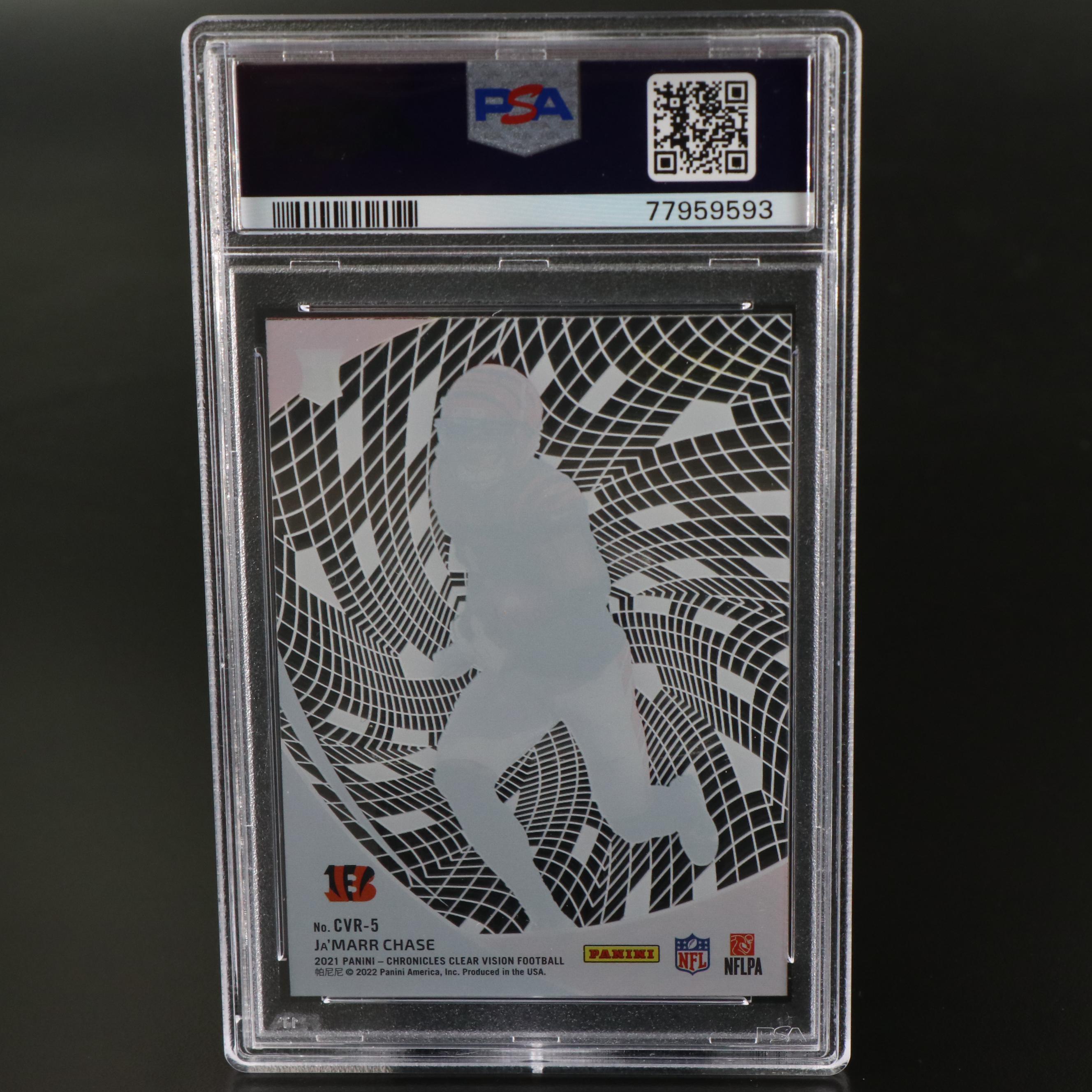 2021 Chronicles Ja’Marr Chase Clear Vision Rookies Football Card Graded PSA 10