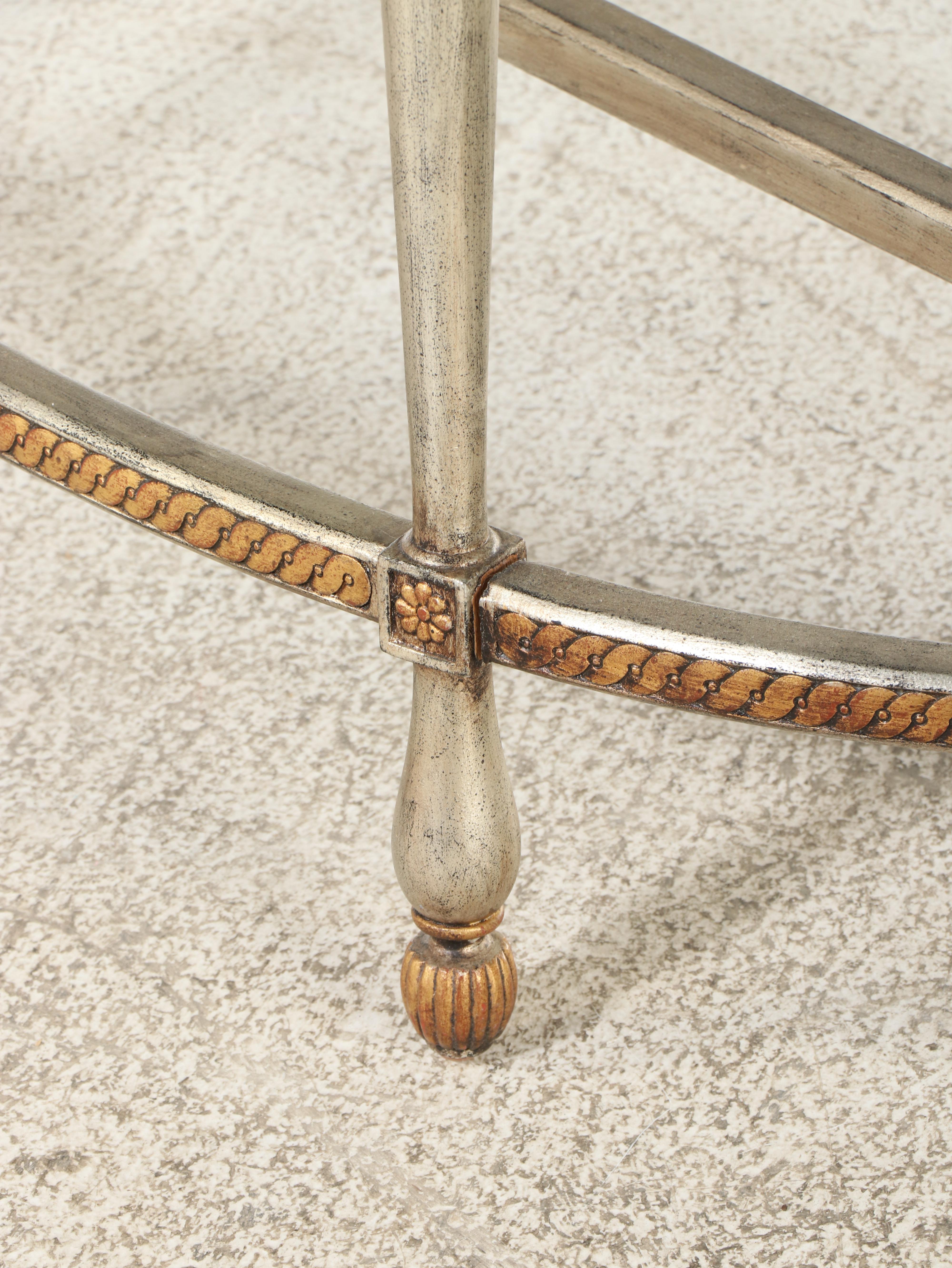 Maitland-Smith Louis XVI Style Giltwood & Faux-Marble Demilune Console Table