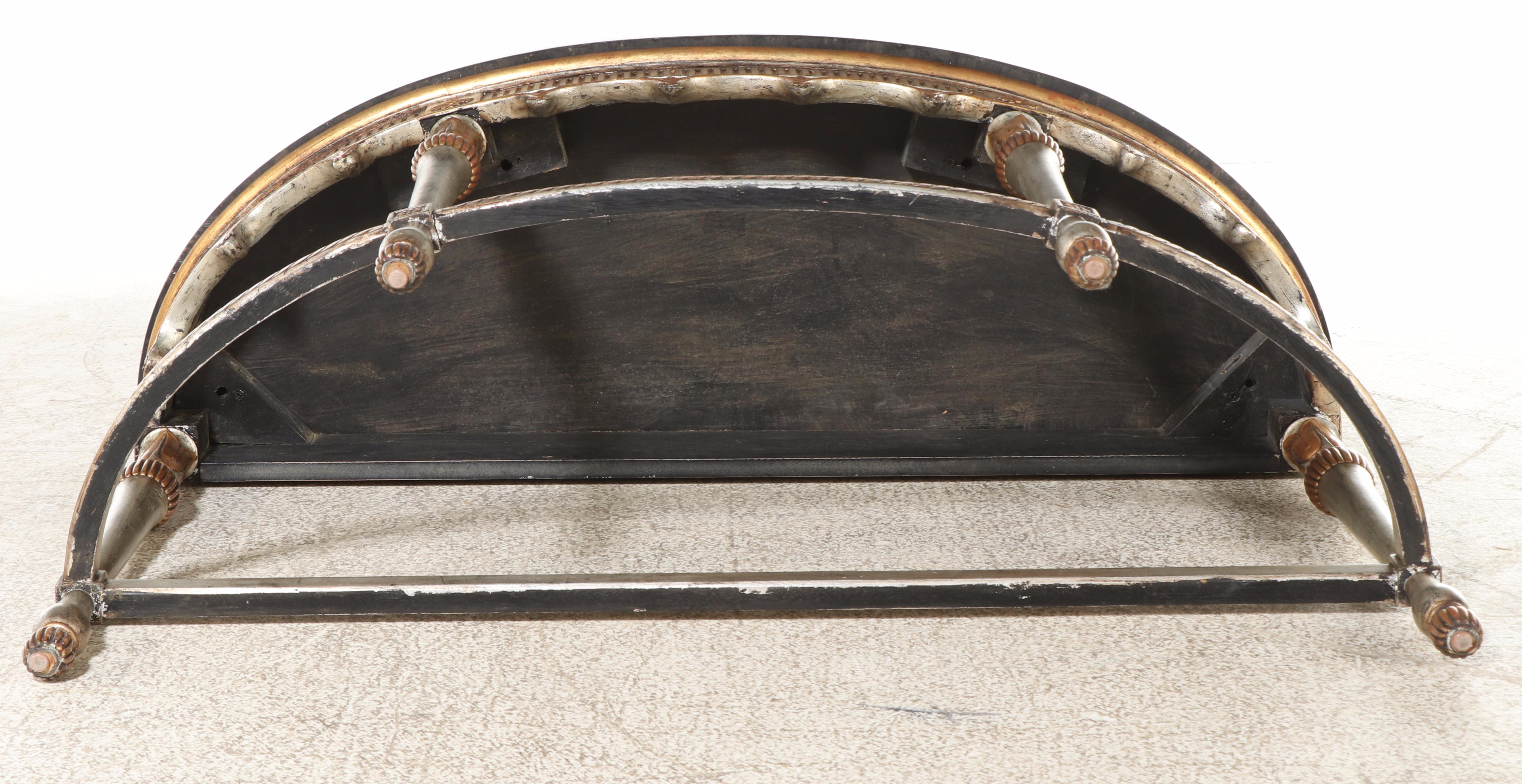 Maitland-Smith Louis XVI Style Giltwood & Faux-Marble Demilune Console Table