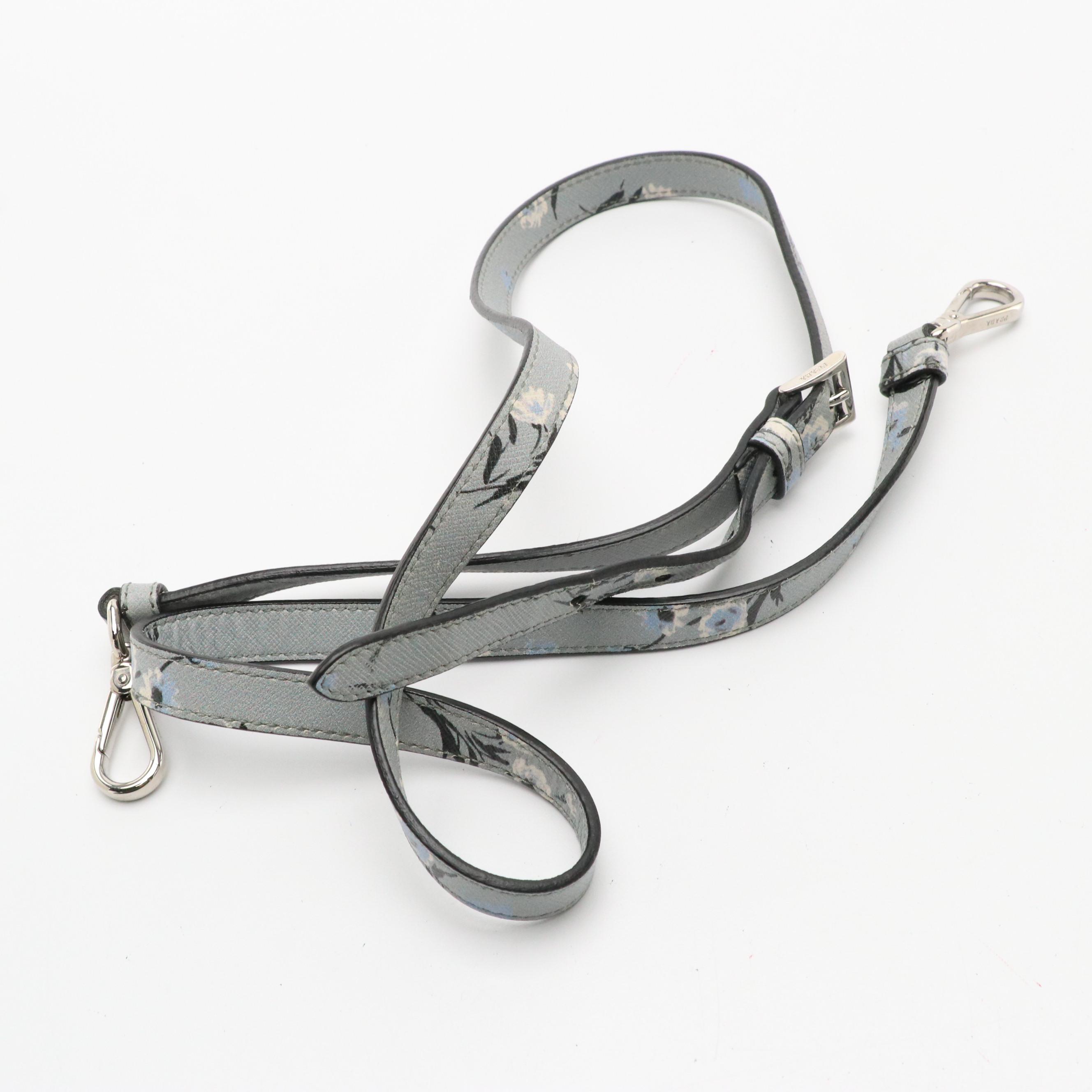 Prada Acciaio Floral Print Saffiano Leather Twin Pocket Two-Way Tote