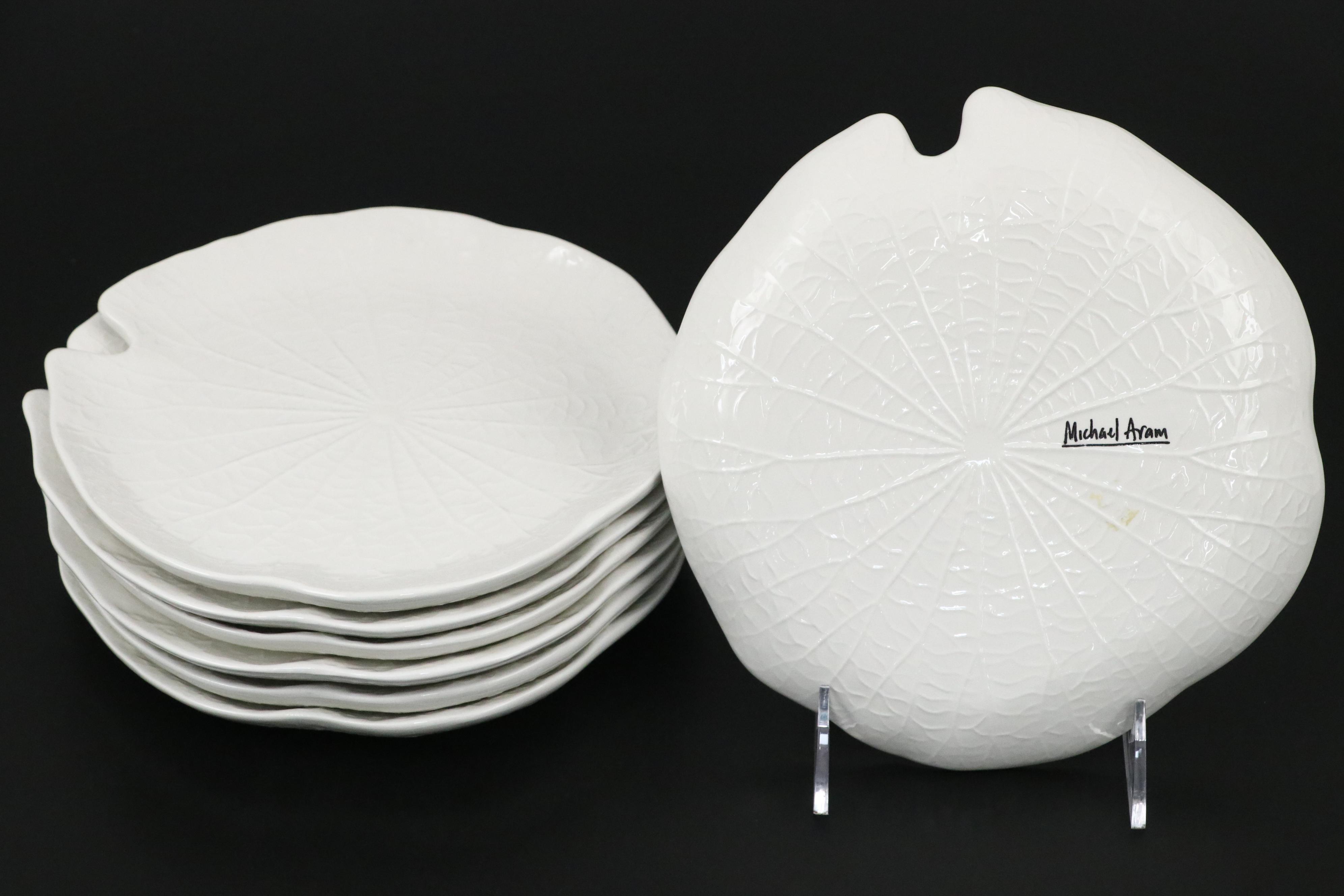 Tiffany & Co. Embossed Bisque Tulip Pitcher with Frog Pitcher and Lilypad Plates