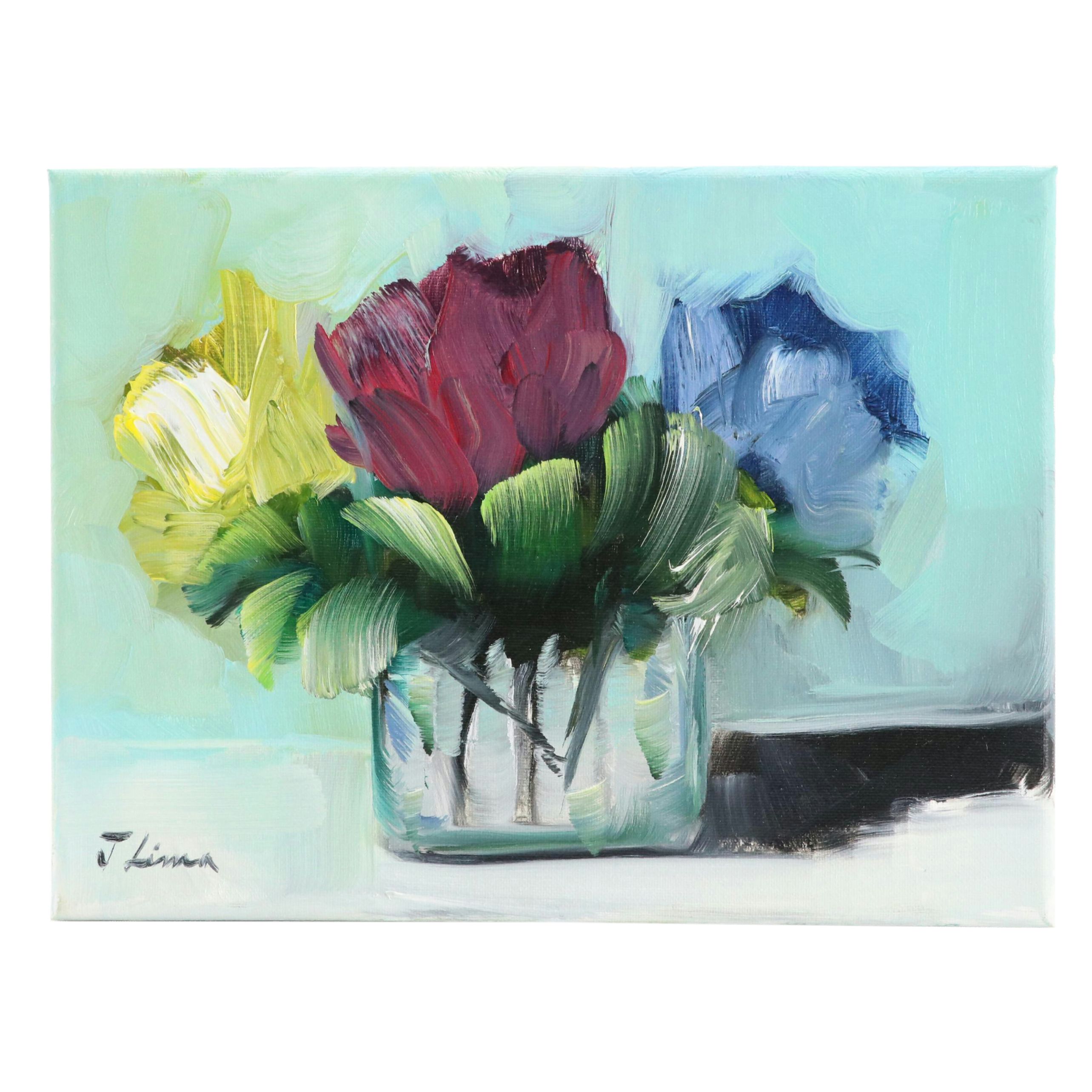 José M. Lima Floral Still Life Oil Painting, 2024