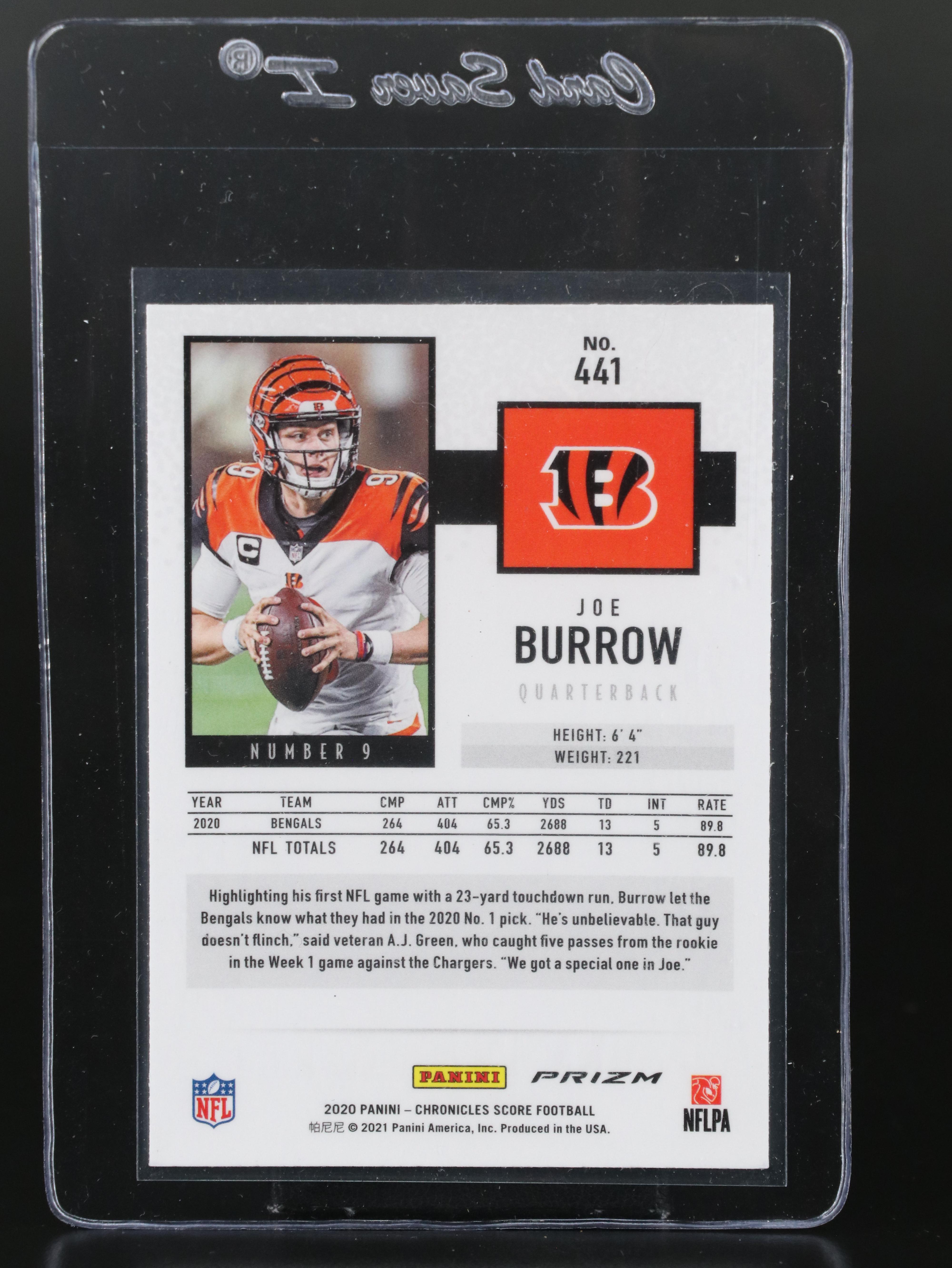 2020 Chronicles Score Joe Burrow Silver Prizm Rookie Football Card