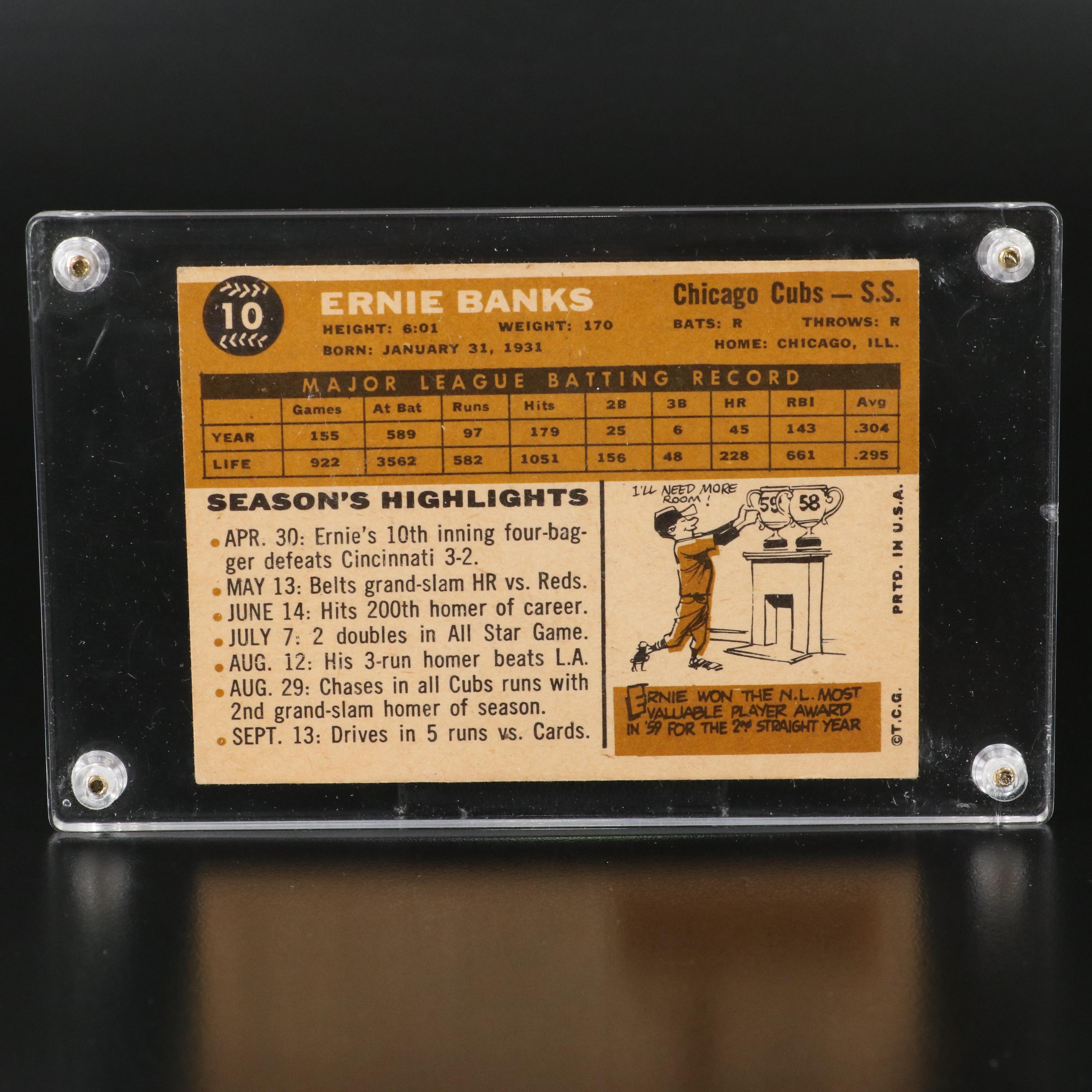 1960 Topps Ernie Banks Chicago Cubs Baseball Card