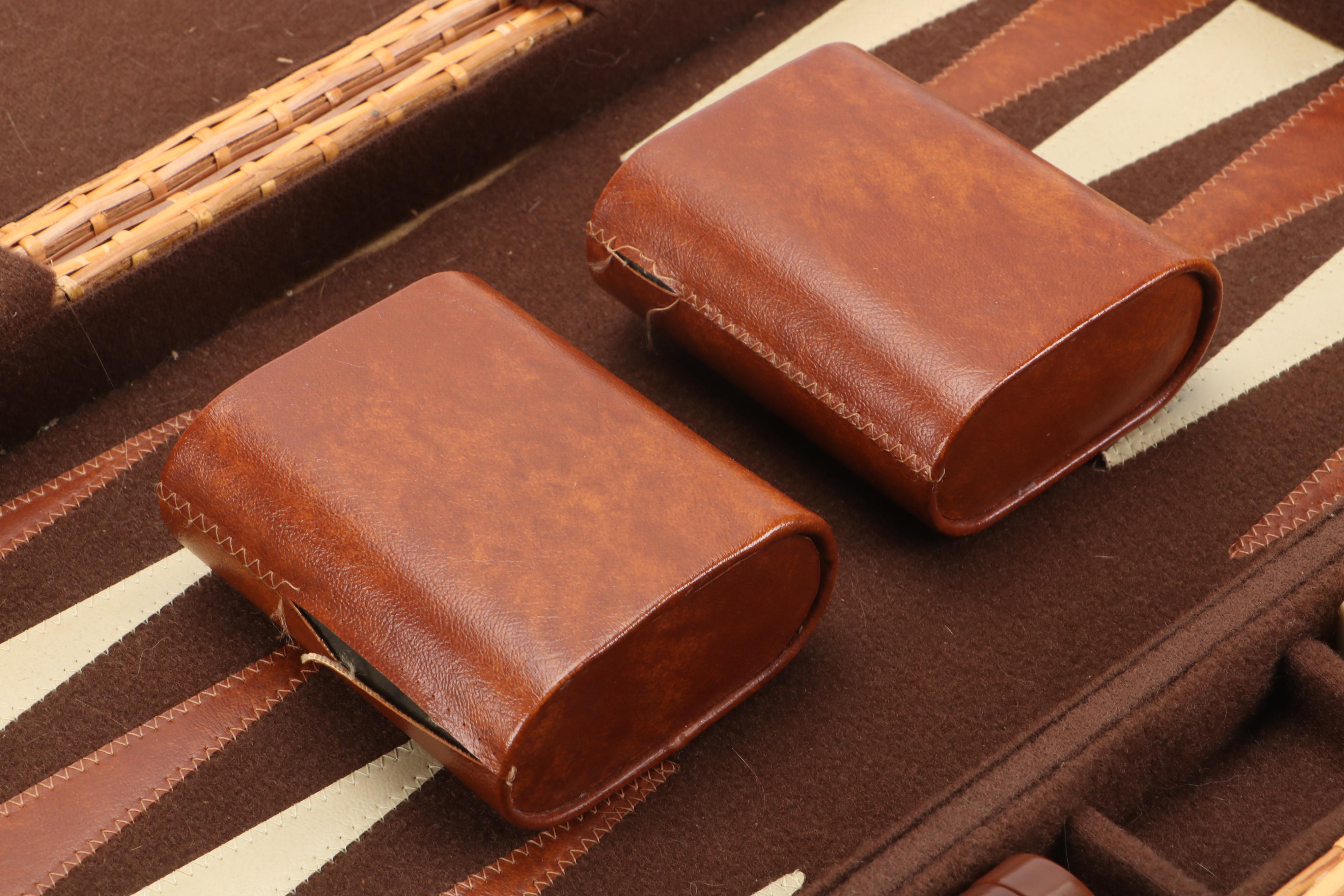 Portable Wicker Backgammon Game Set