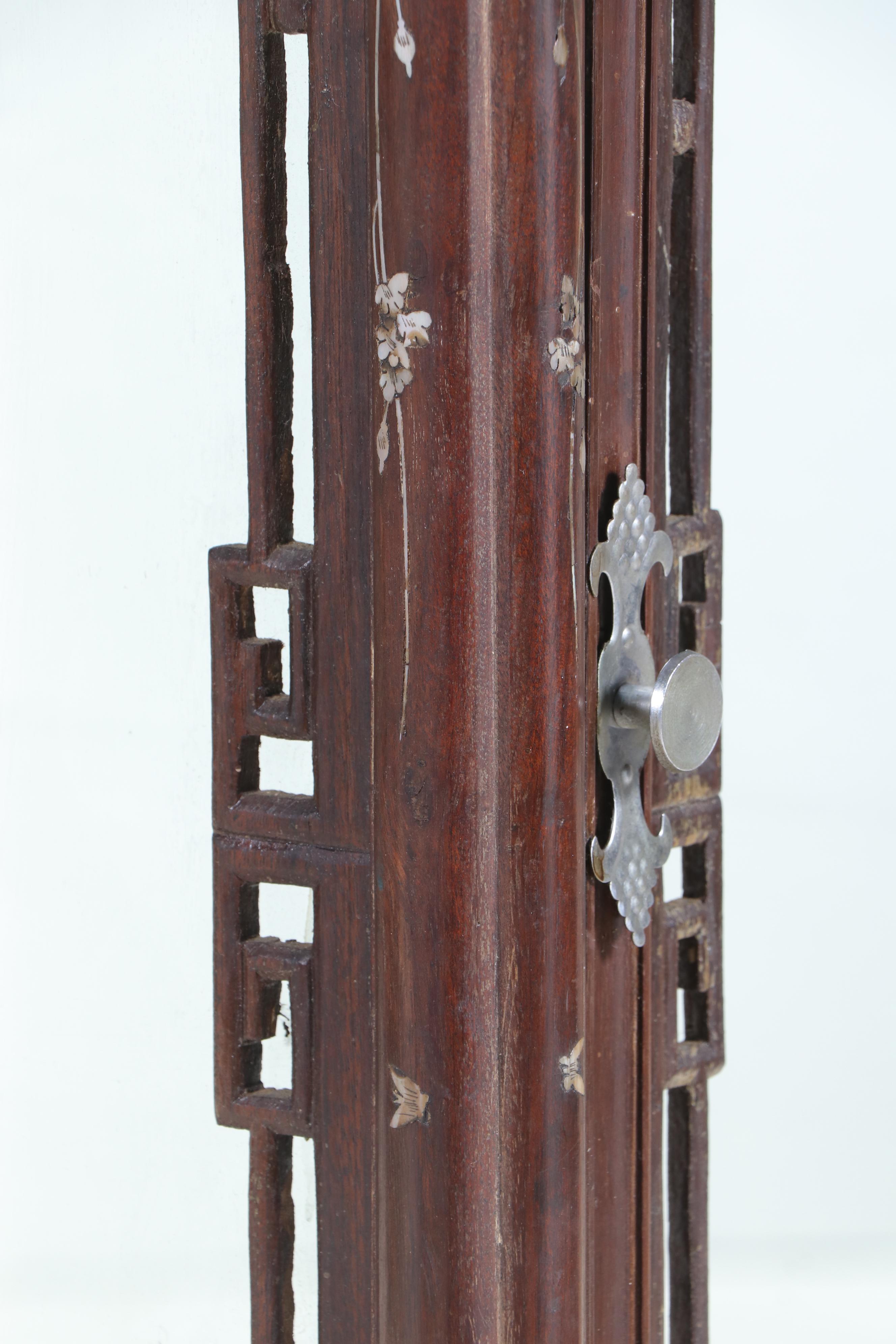 Chinese Carved Rosewood Display Cabinet with Mother-of-Pearl and Abalone Inlay