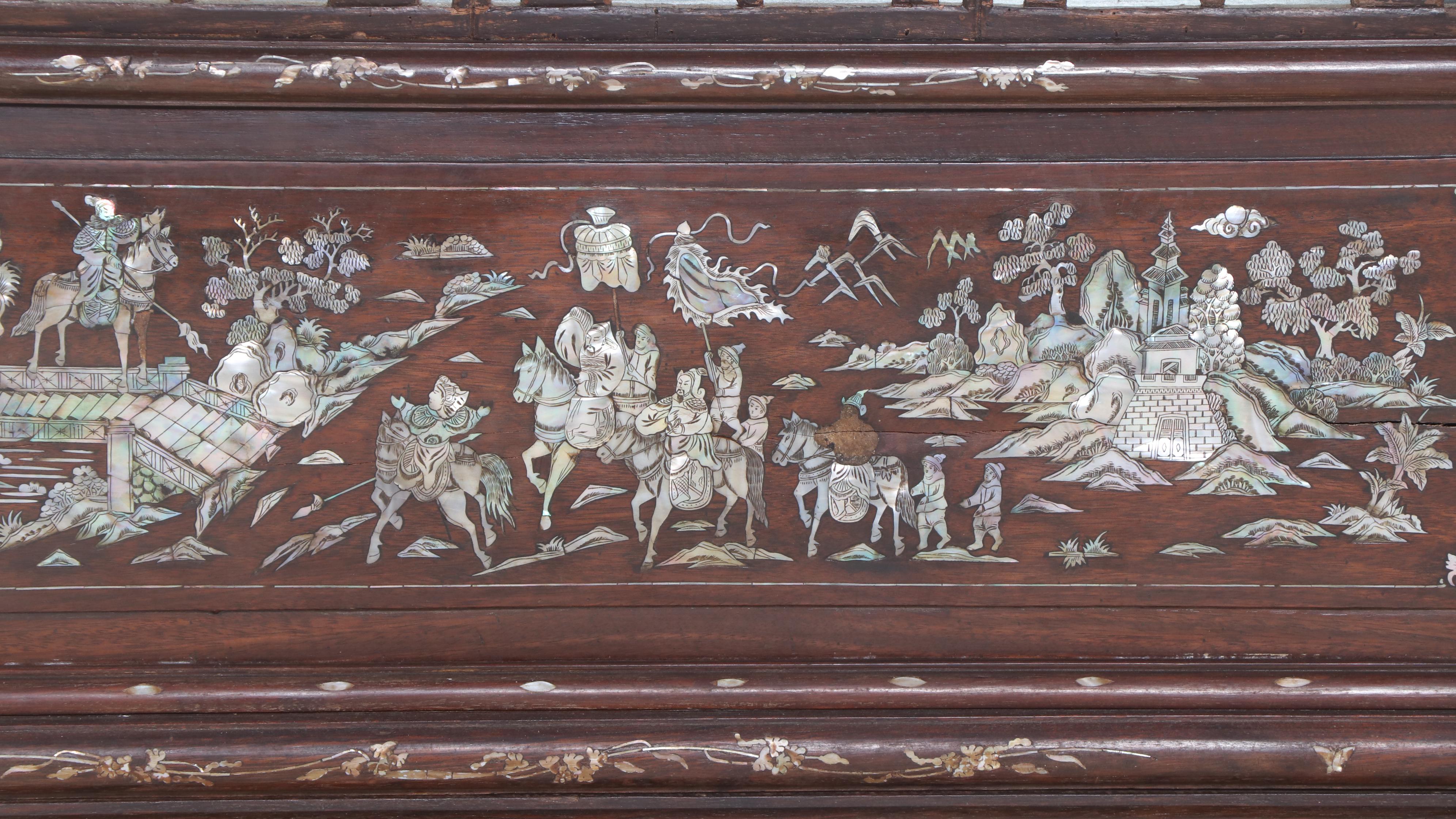 Chinese Carved Rosewood Display Cabinet with Mother-of-Pearl and Abalone Inlay