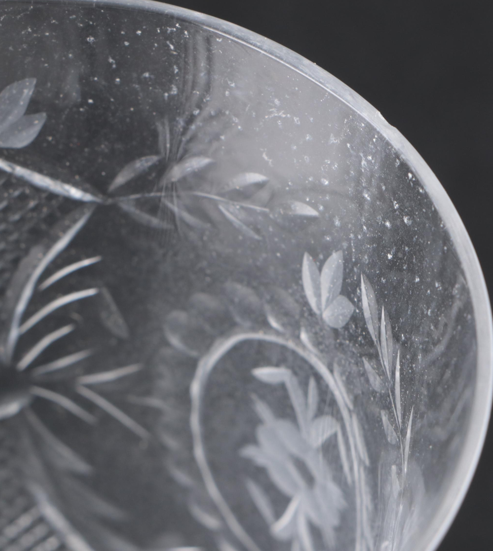 Victorian Style Etched and Cut Glass Tumblers, 20th Century