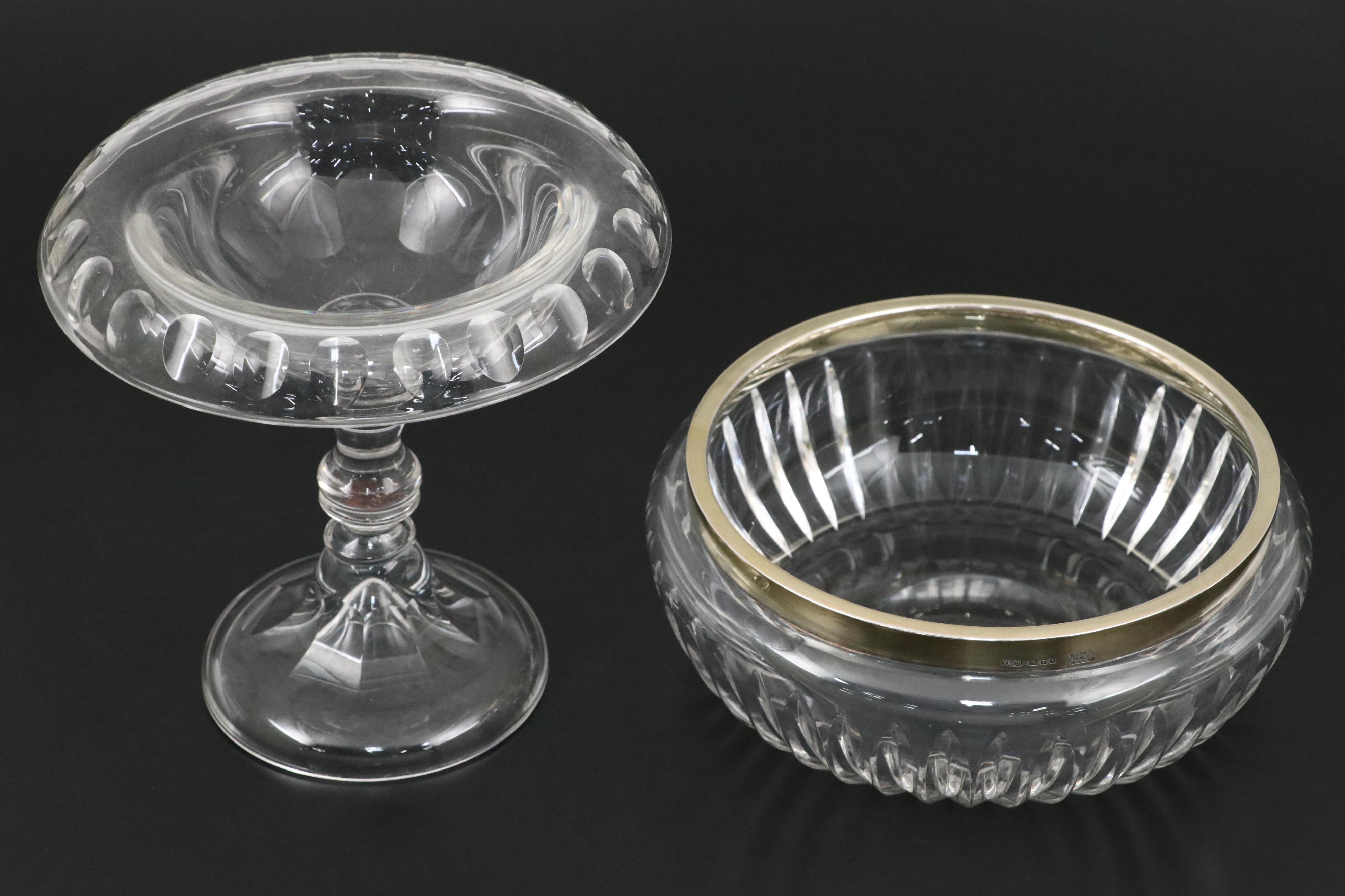 Tiffany & Co. Sterling Rimmed Bowl with Georgian Style Compote and Other Bowls