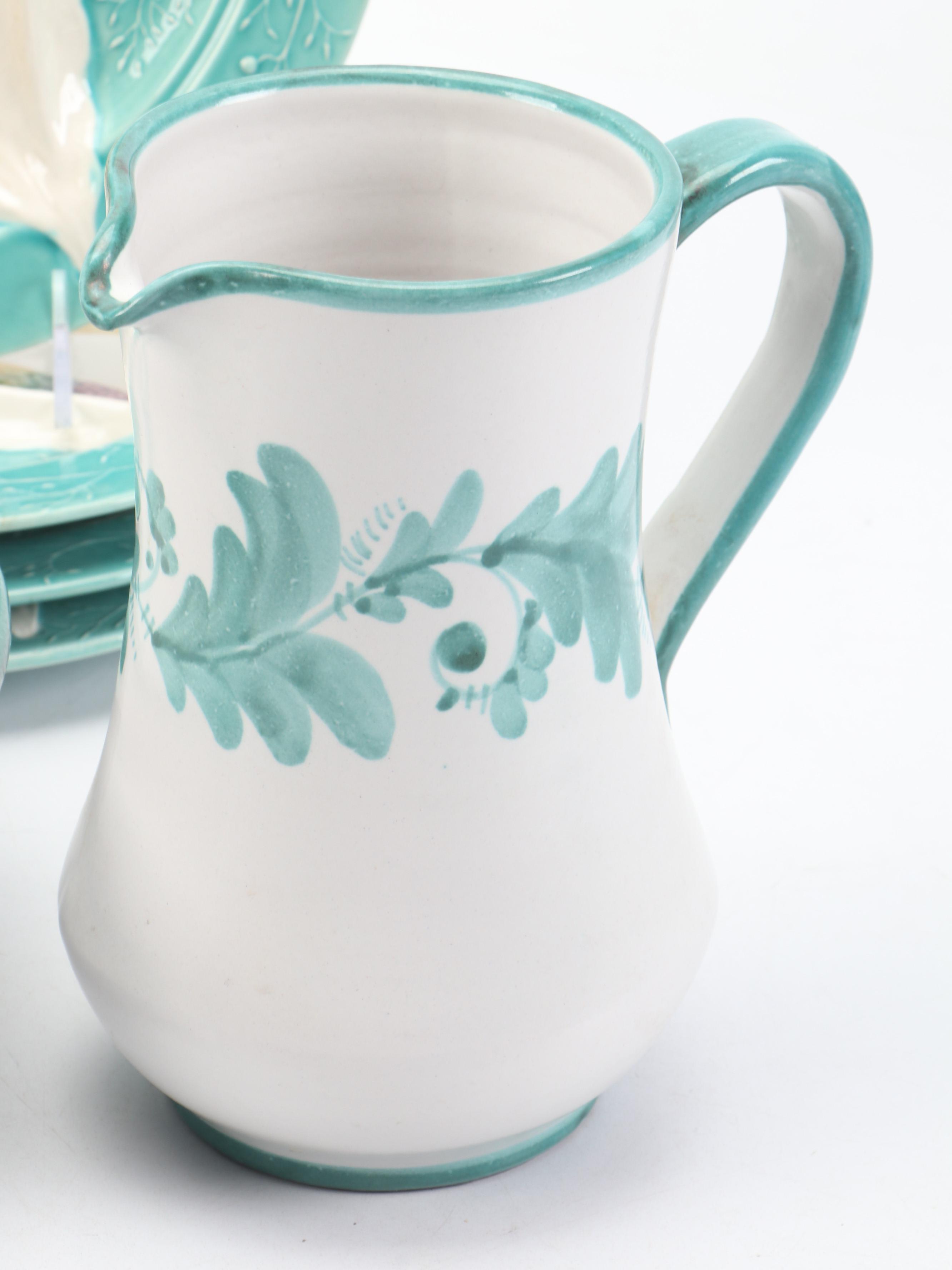 French Majolica Au Bain Marie Asparagus Plates with Other Tableware and Décor