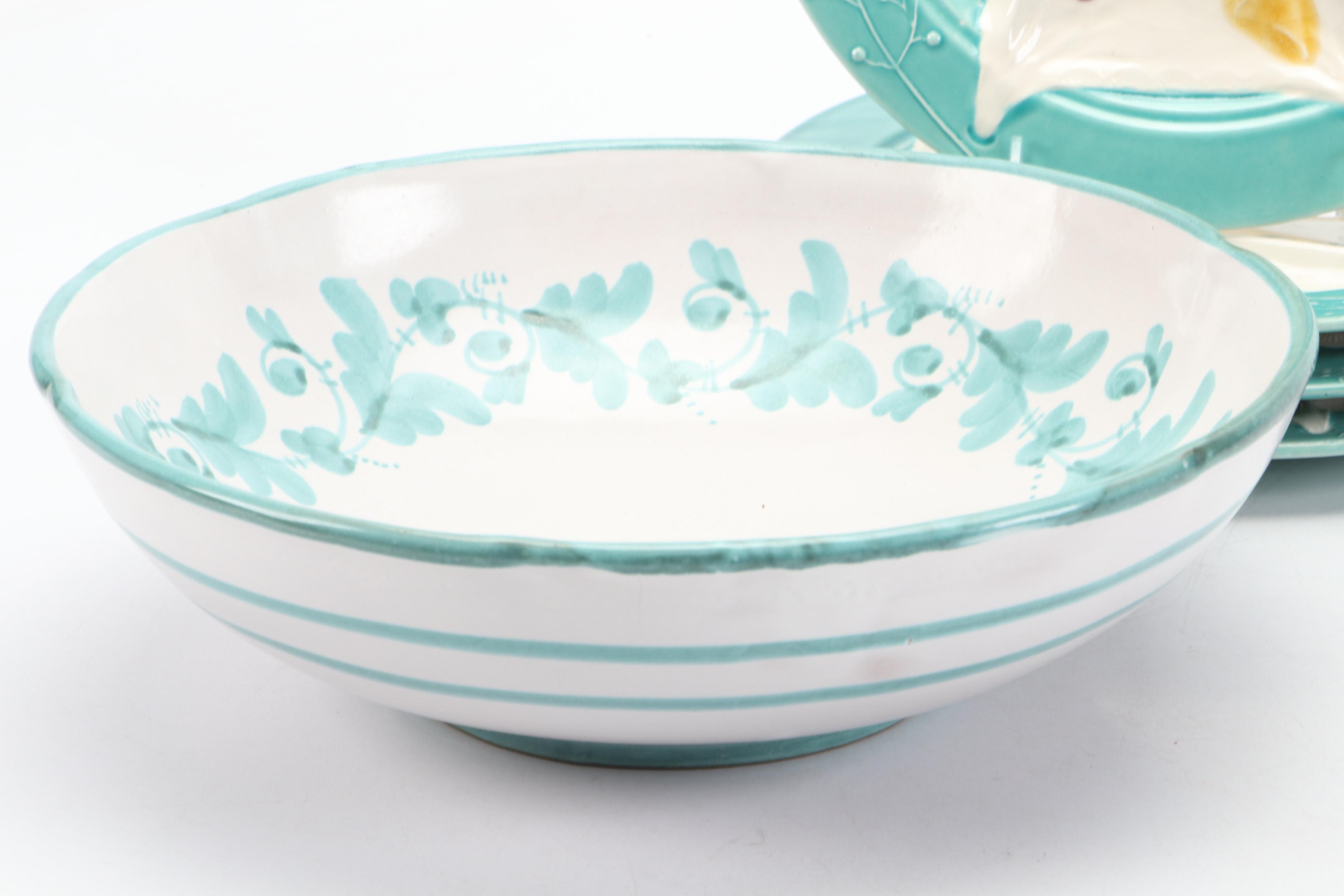 French Majolica Au Bain Marie Asparagus Plates with Other Tableware and Décor