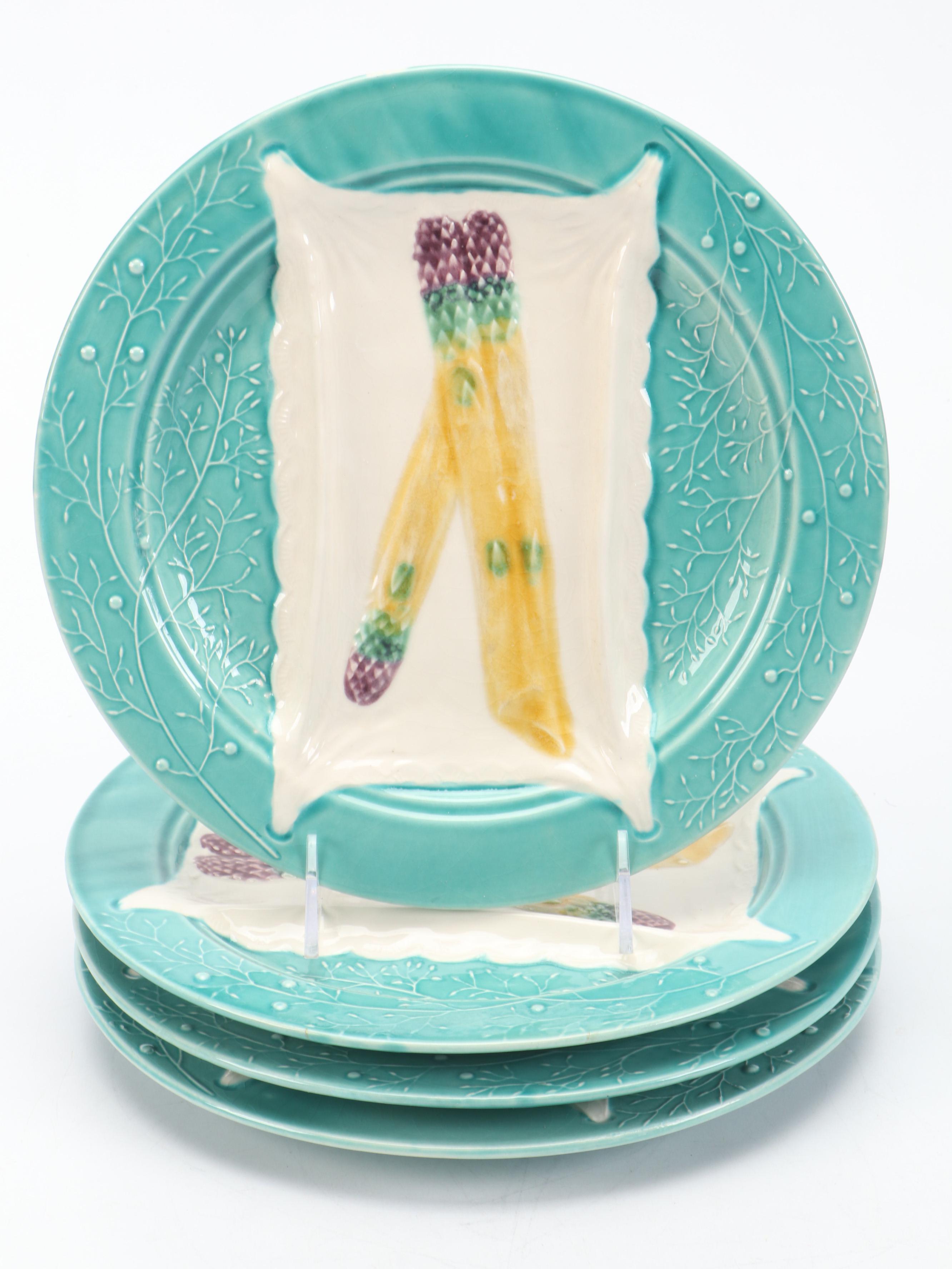 French Majolica Au Bain Marie Asparagus Plates with Other Tableware and Décor