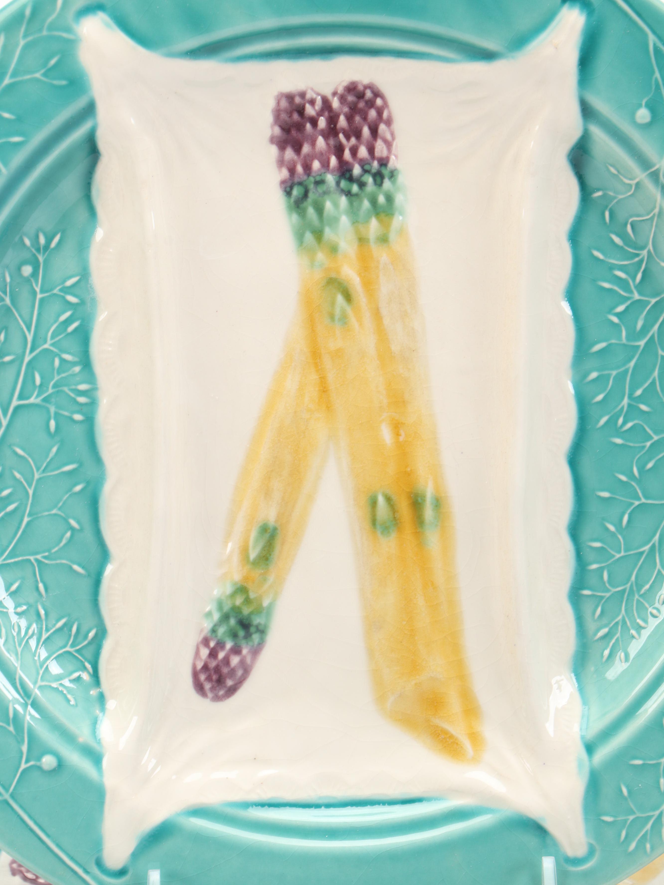 French Majolica Au Bain Marie Asparagus Plates with Other Tableware and Décor