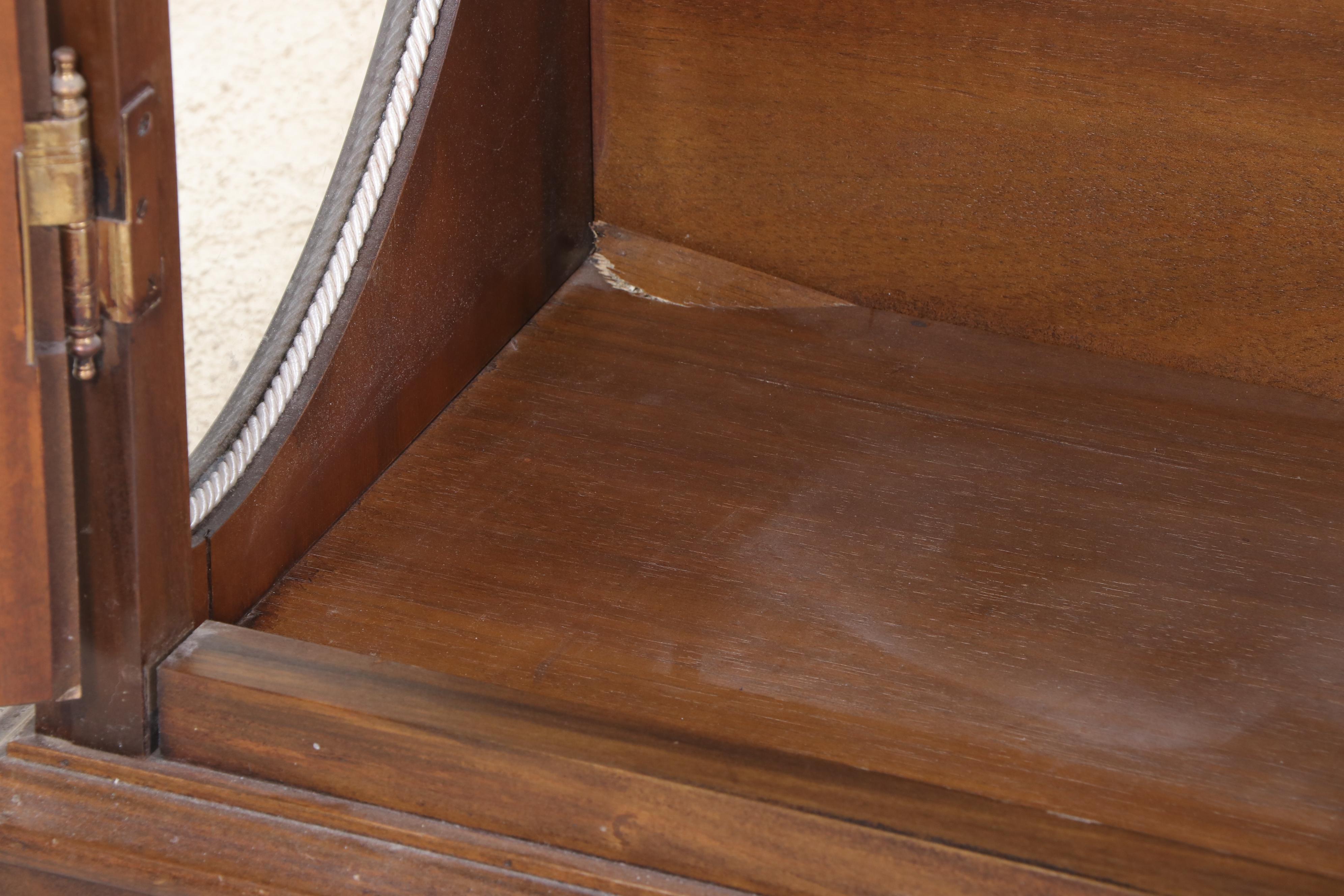 Art Nouveau Style Elm and Marquetry Display Cabinet, Late 20th Century