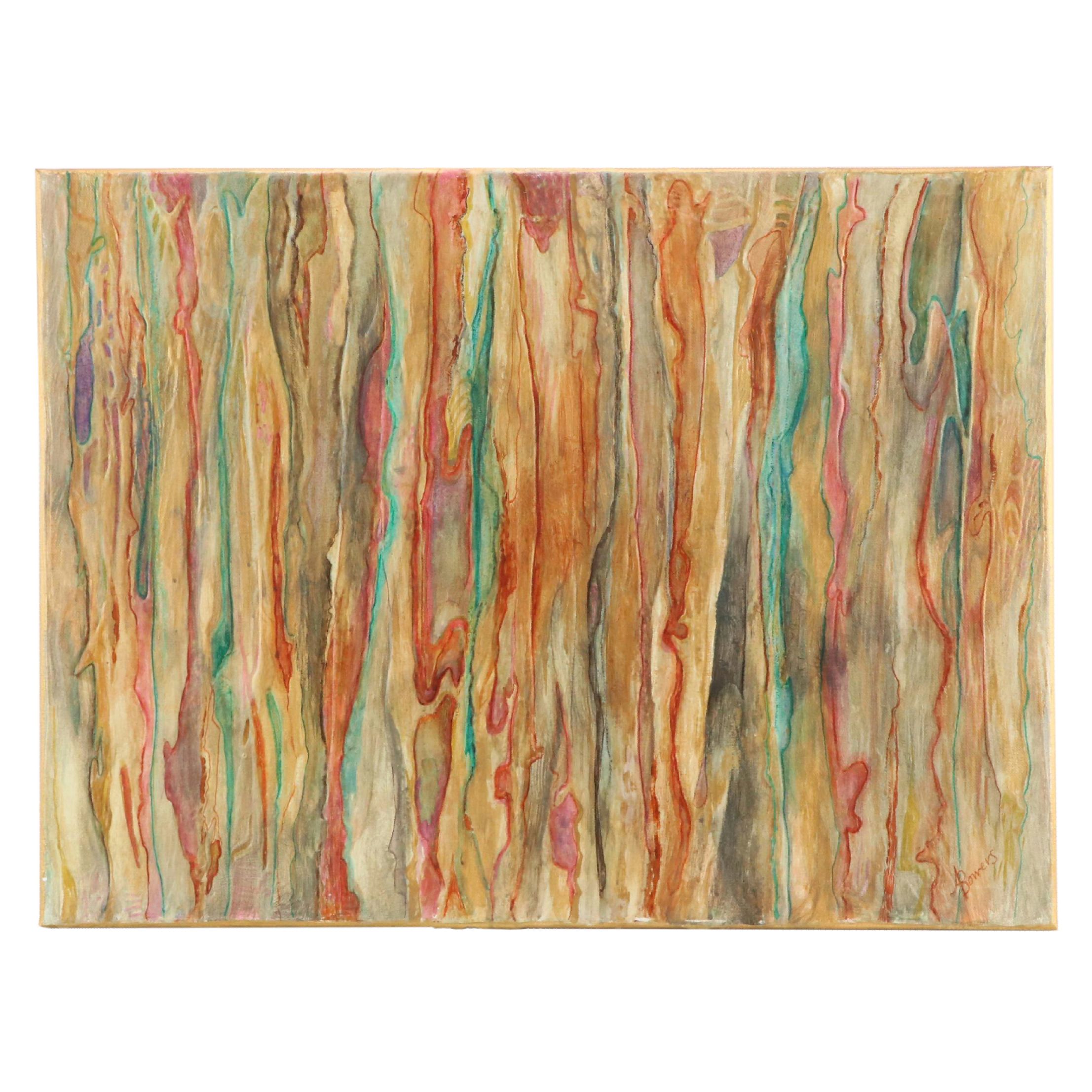 Ann Bowers Abstract Mixed Media Painting, 21st Century