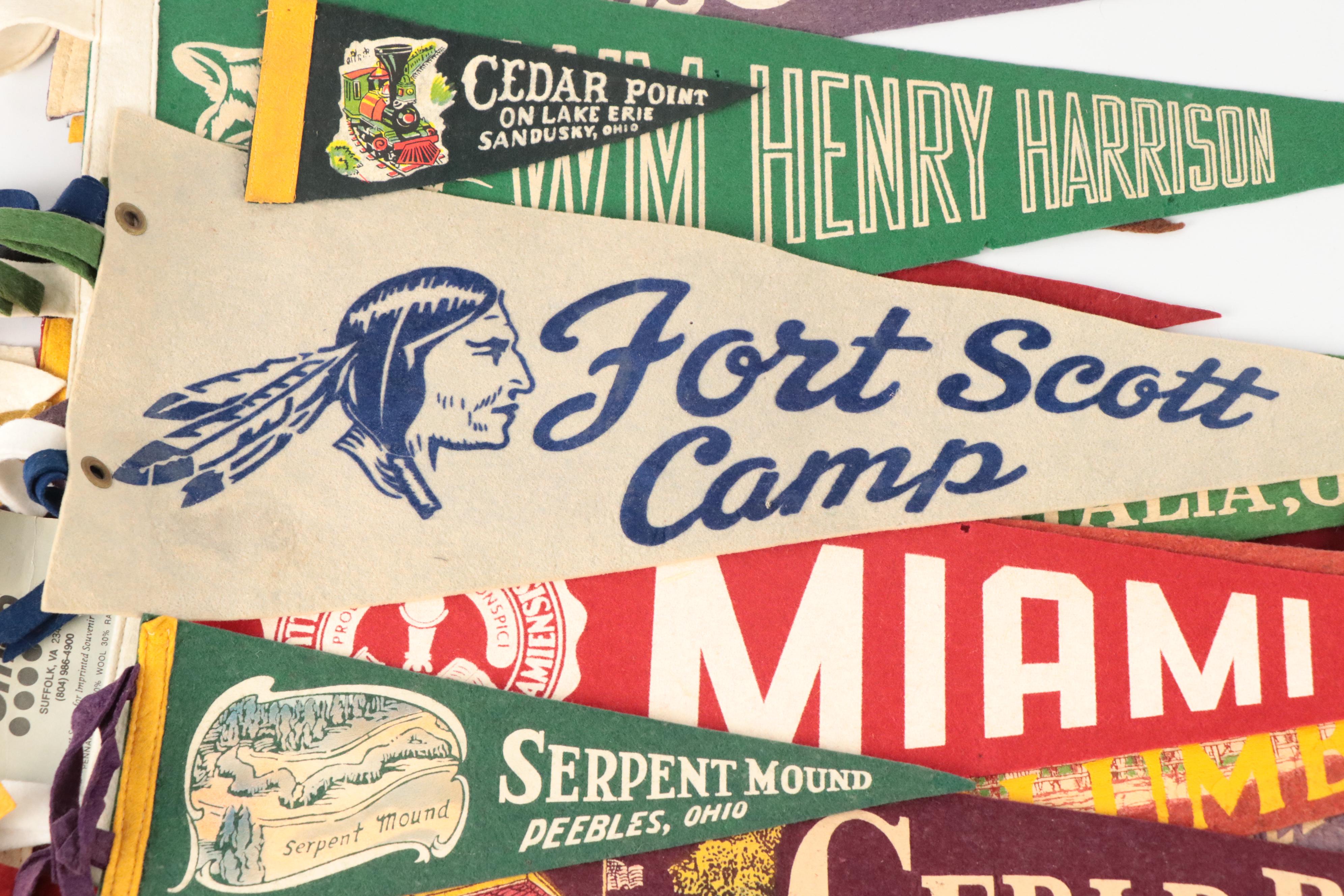 Cincinnati Zoo, Ohio State Fair, Cedar Point and More Felt Pennants, Mid-20th C.