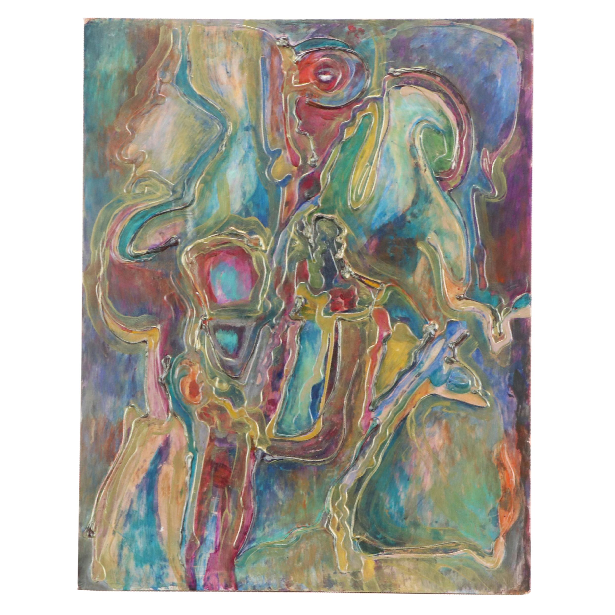 Ann Bowers Abstract Mixed Media Painting, 21st Century