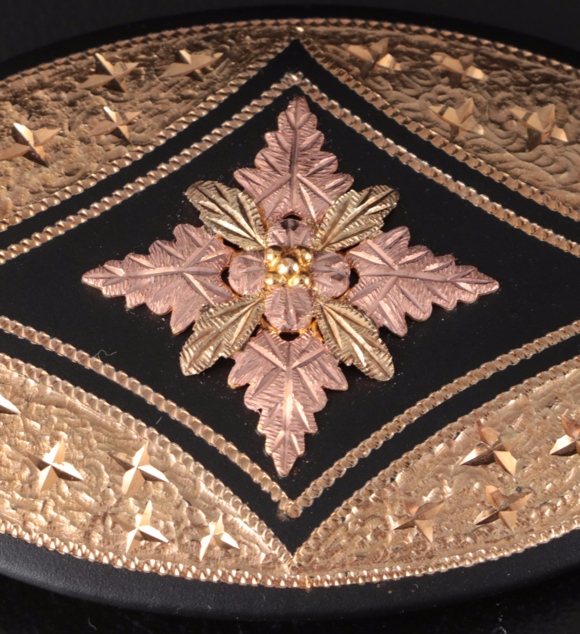 Landstrom's Black Hills Gold 10K Gold Trim Oval Belt Buckle with Case