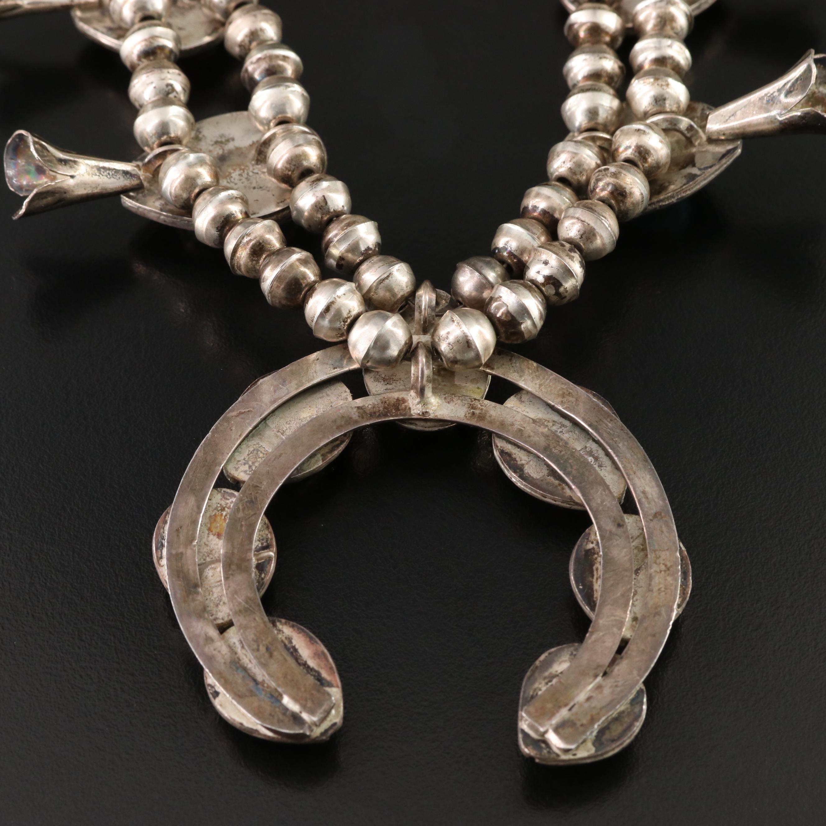 Sterling Turquoise Squash Blossom Necklace