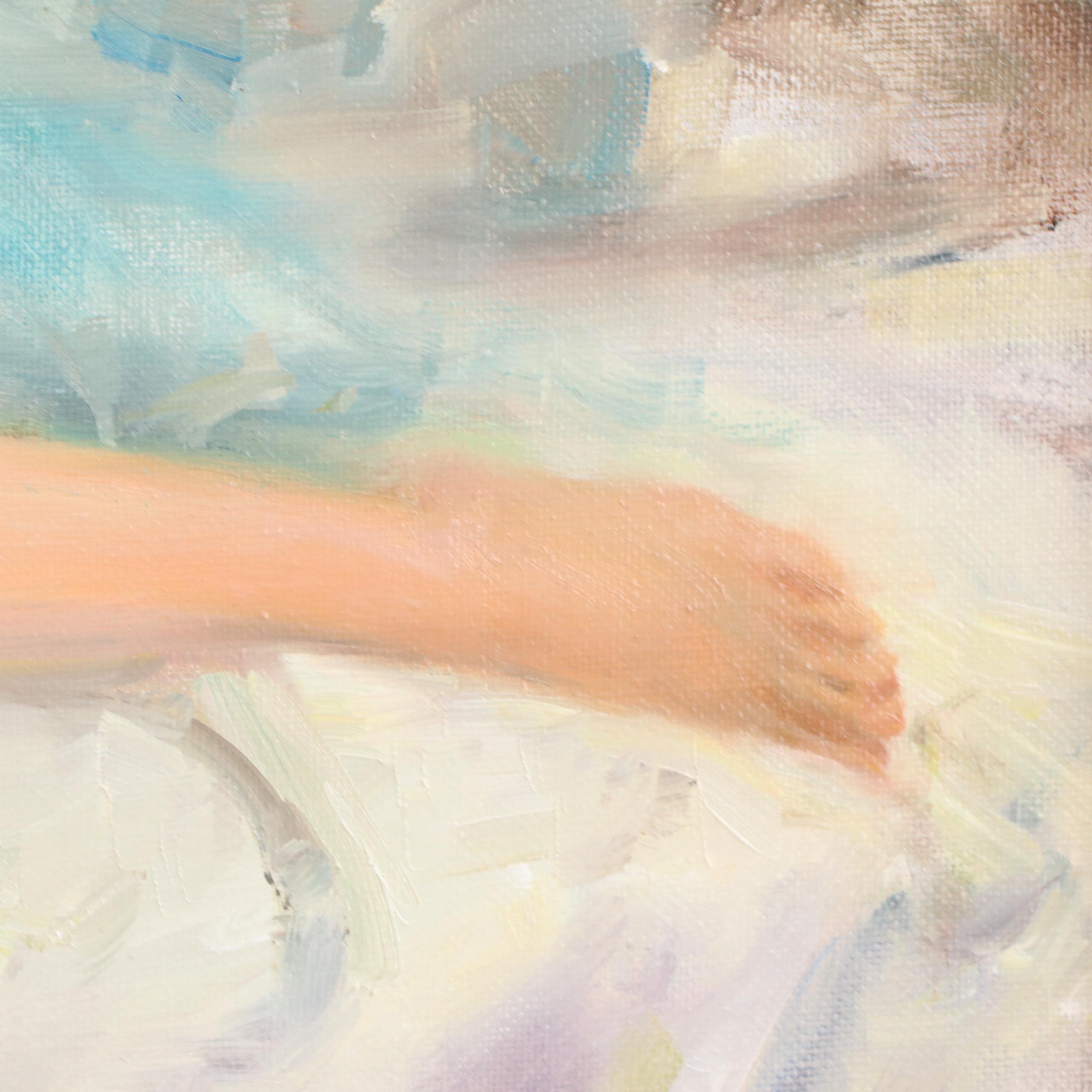 Stacy Barter Figural Oil Painting of Reclining Nude "Cool Light Falling"