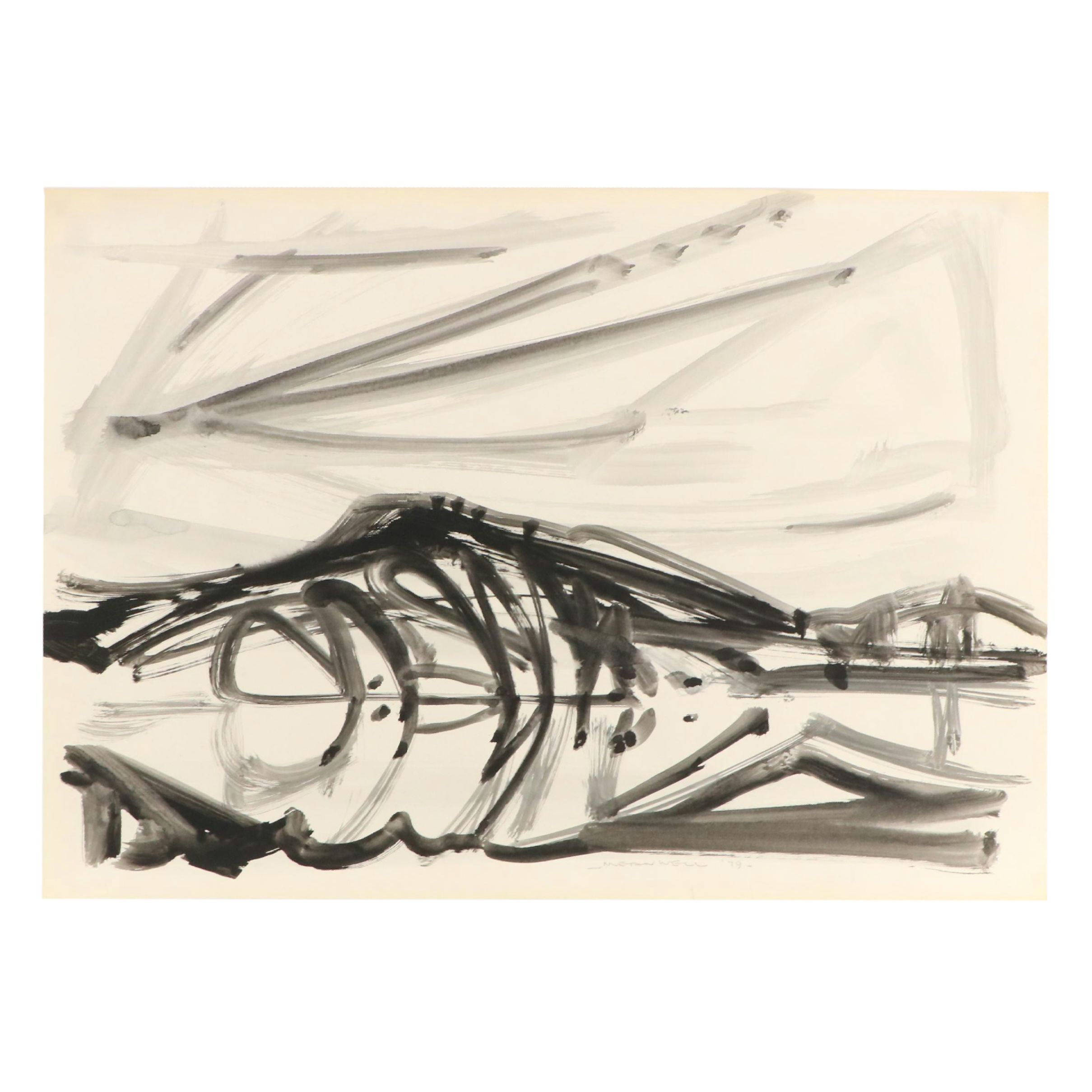 Jack Meanwell Modern Watercolor Landscape, 1979