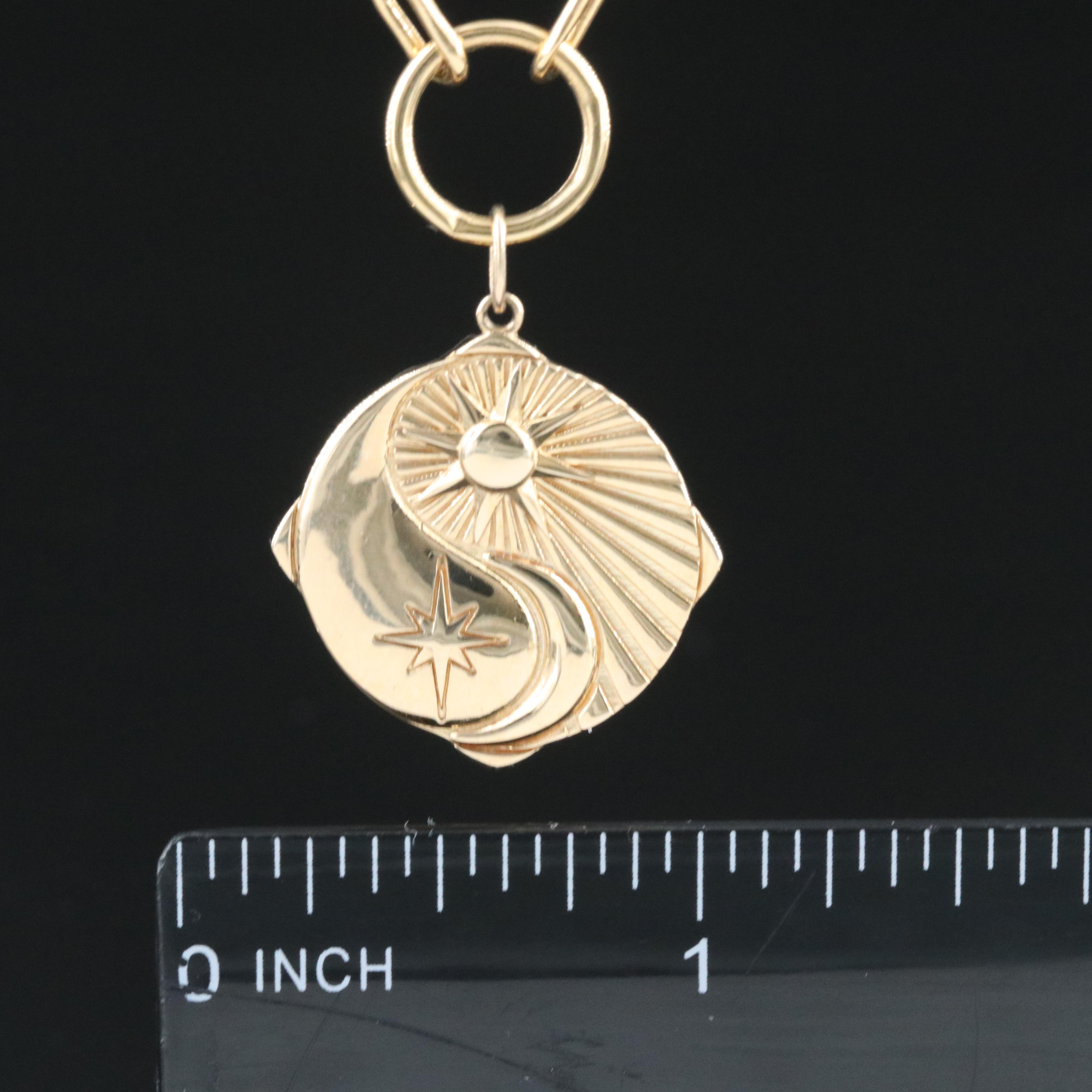 10K Sun Moon Star Pendant Necklace