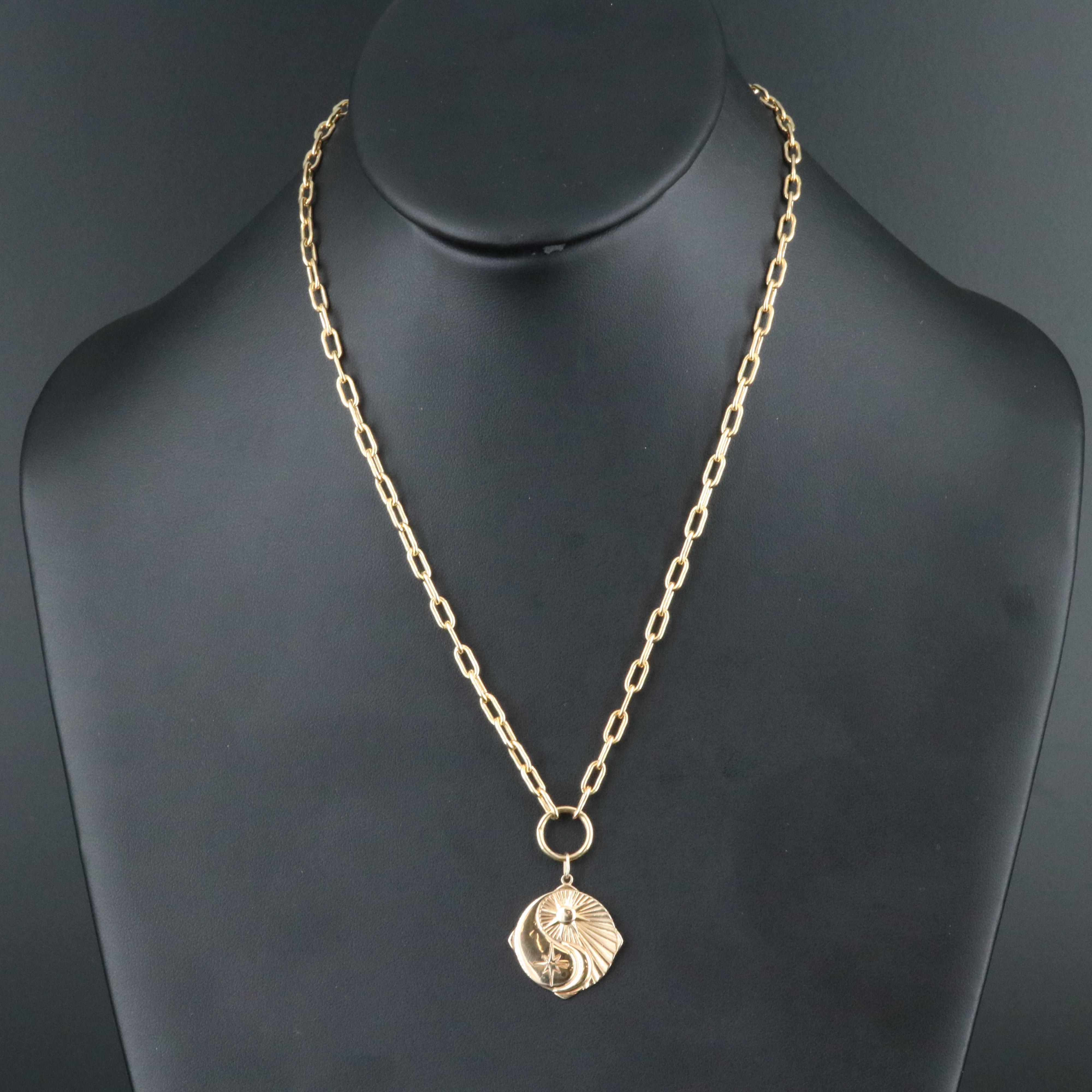 10K Sun Moon Star Pendant Necklace