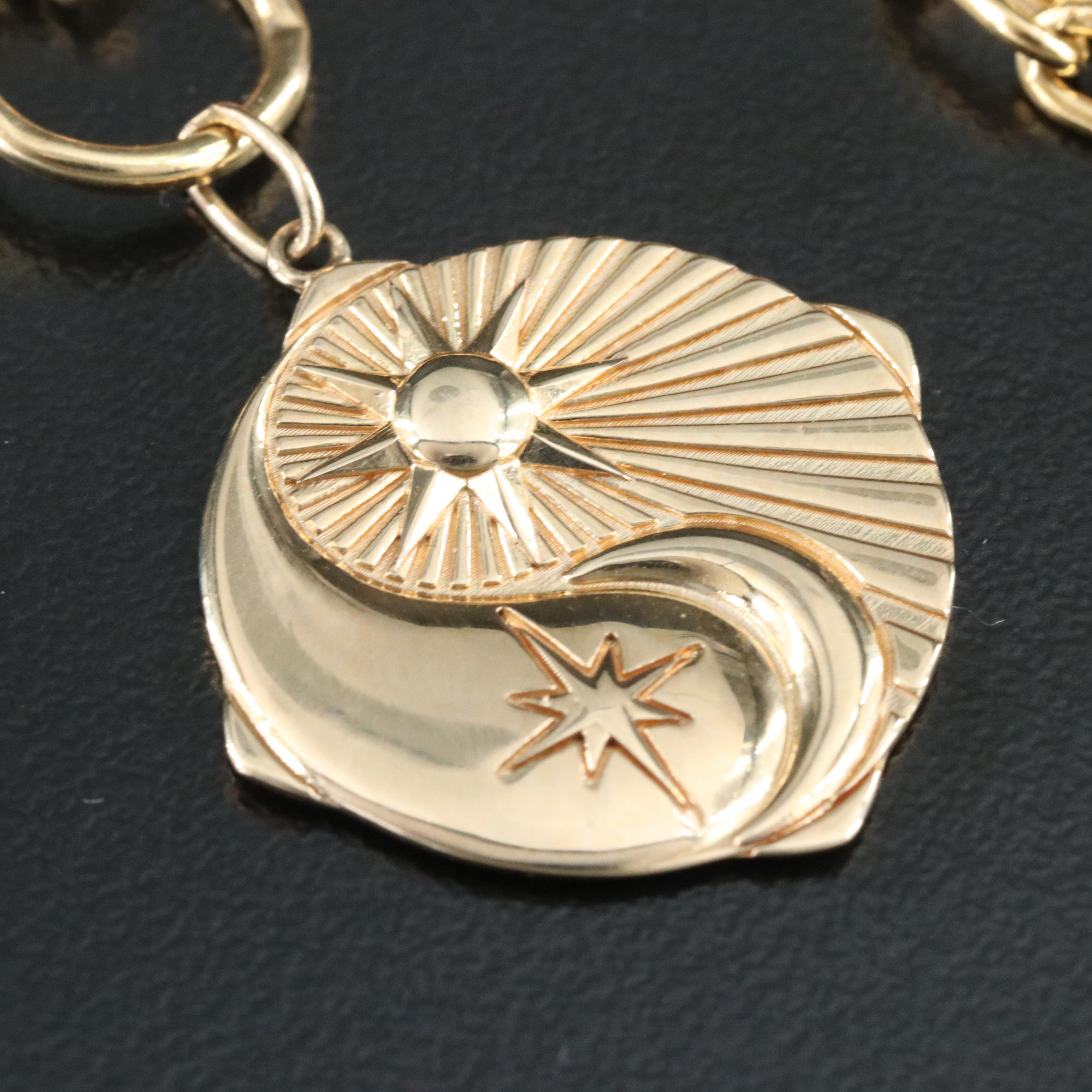 10K Sun Moon Star Pendant Necklace