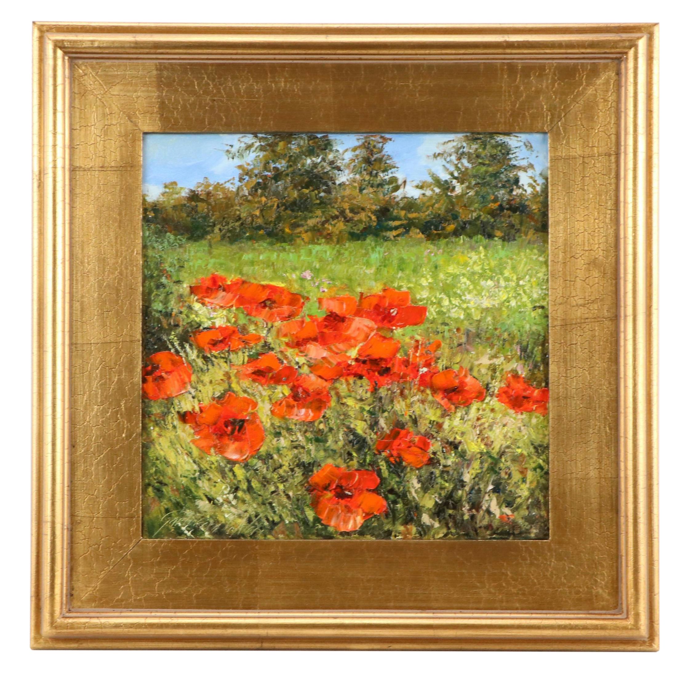Garncarek Aleksander Floral Landscape Oil Painting "Polanka," 2024