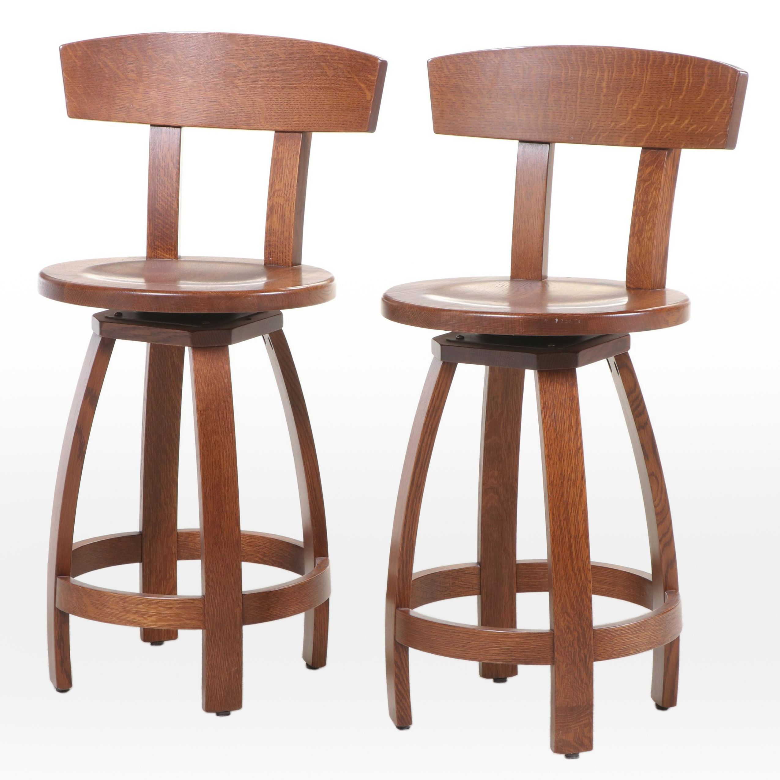 Pair of Miller's Bakery & Furniture "Covington" Oak Barstools