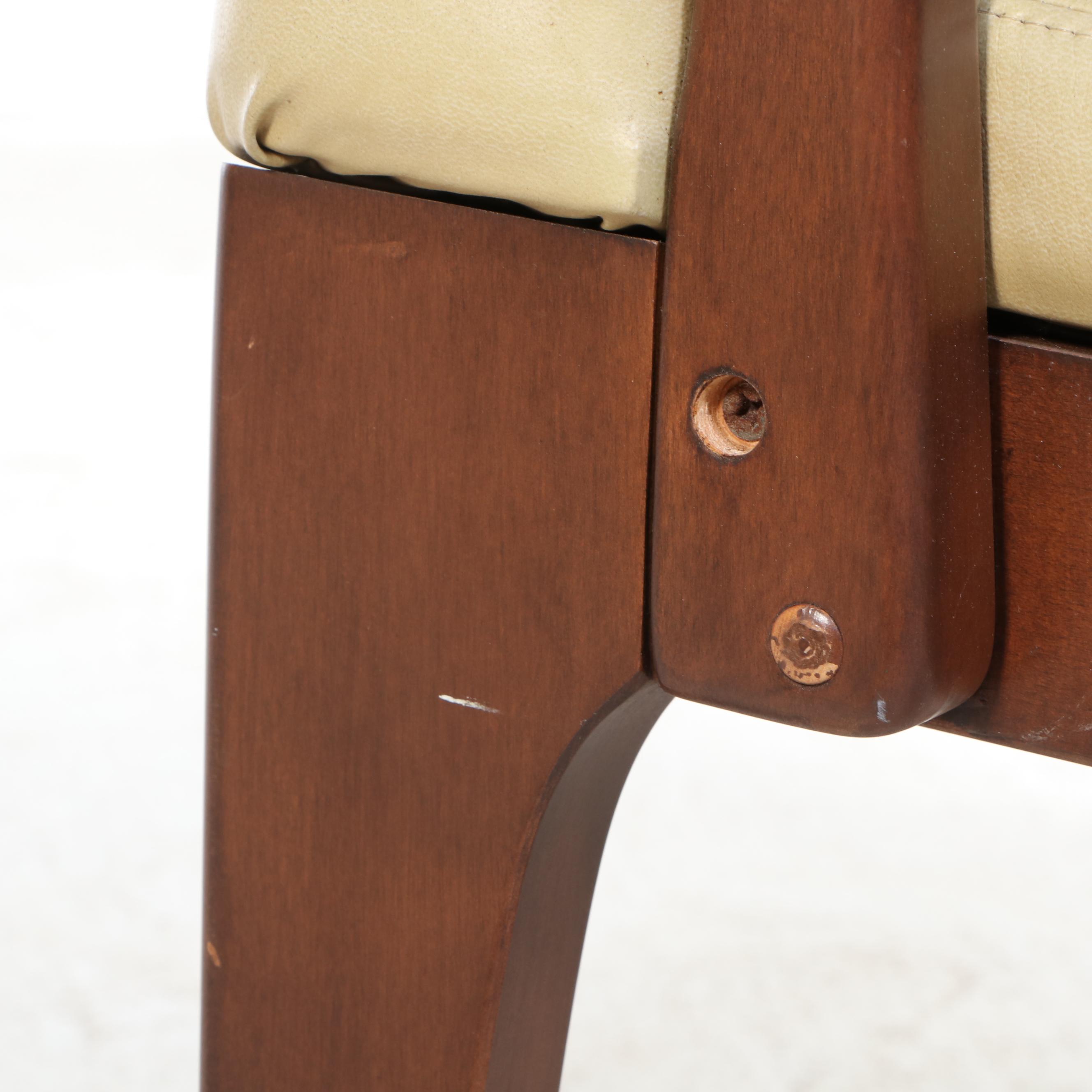 Pair of Paoli Chair Company Modernist Maple and Vinyl Armchairs, Dated 1984