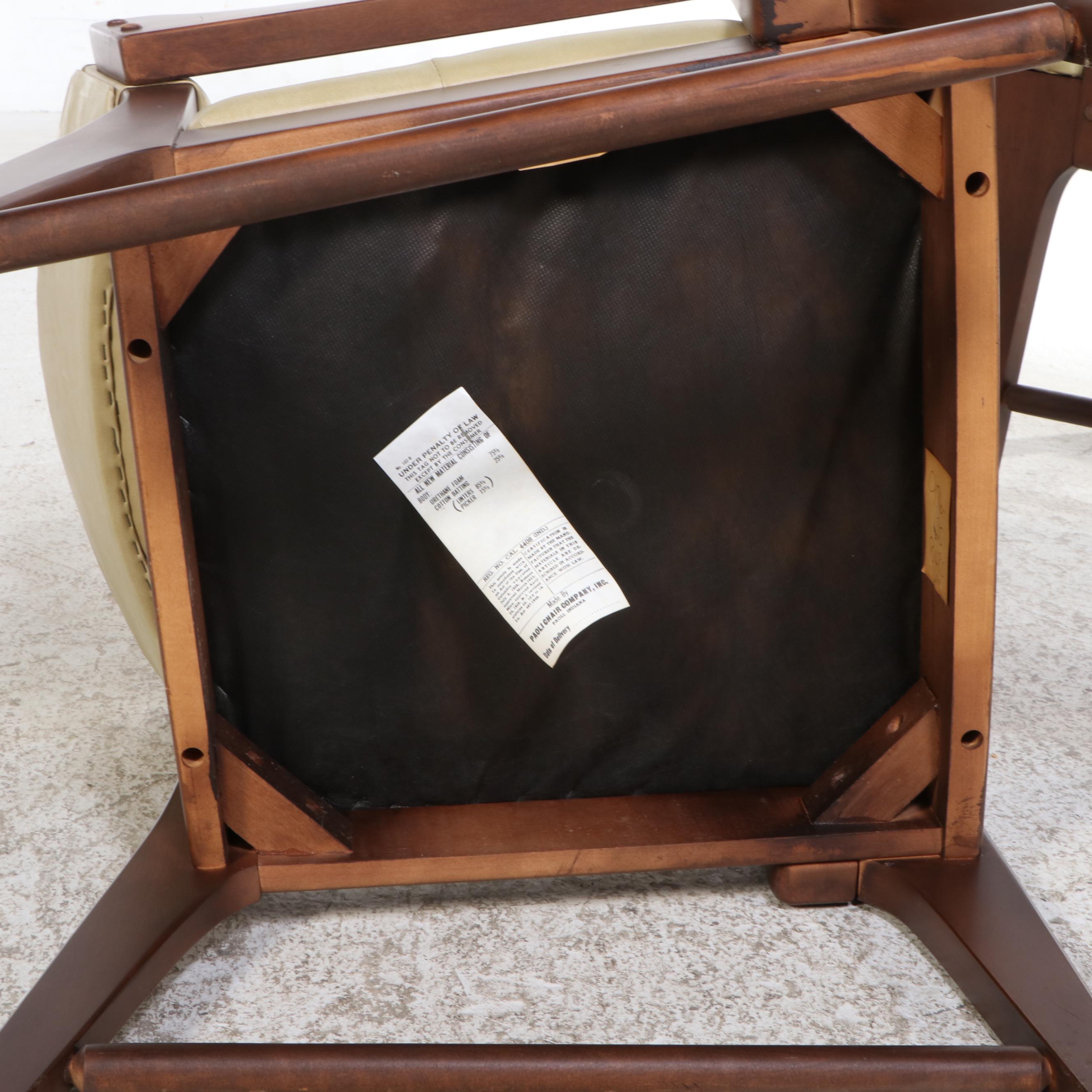 Pair of Paoli Chair Company Modernist Maple and Vinyl Armchairs, Dated 1984