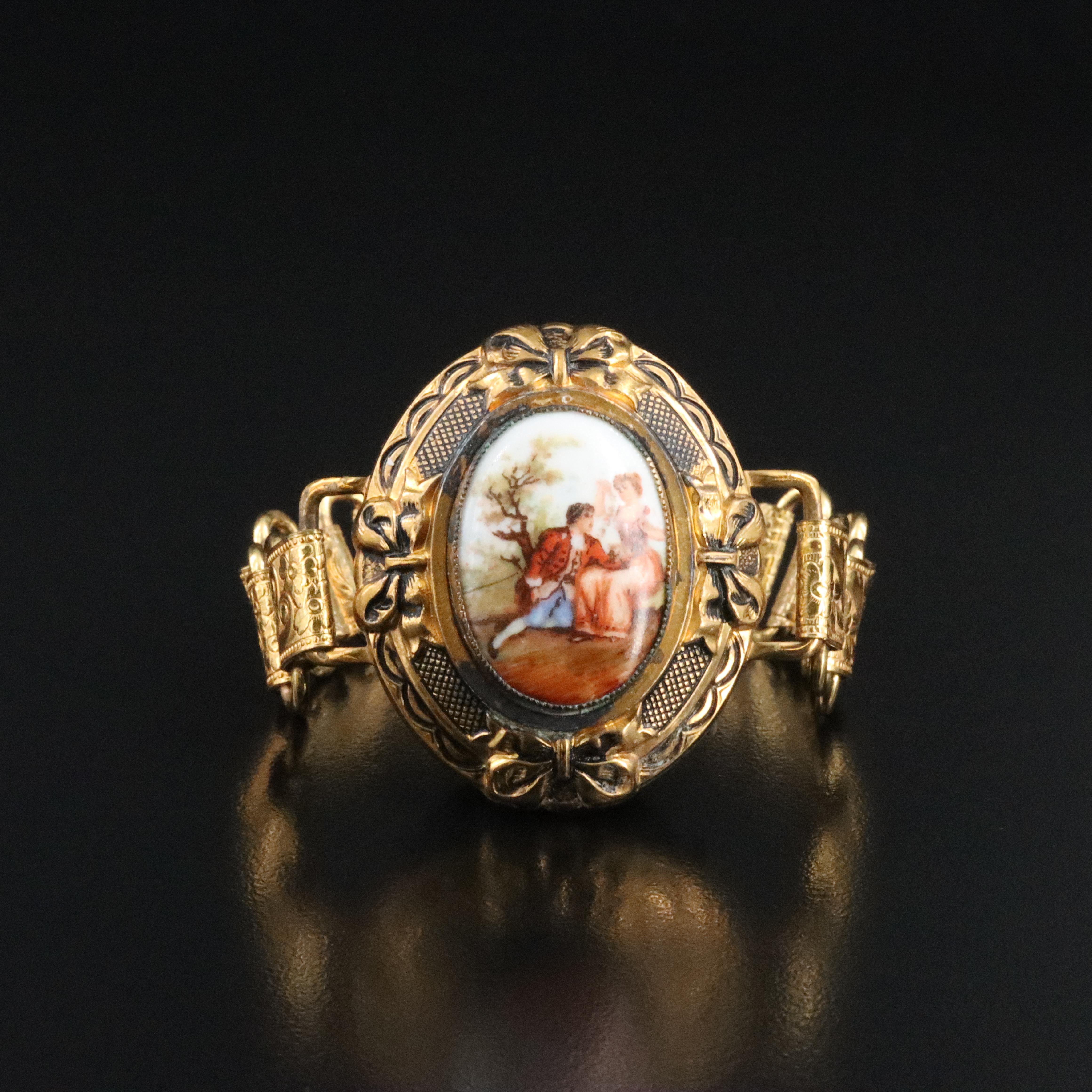 Vintage Ceramic Courting Lovers Bracelet