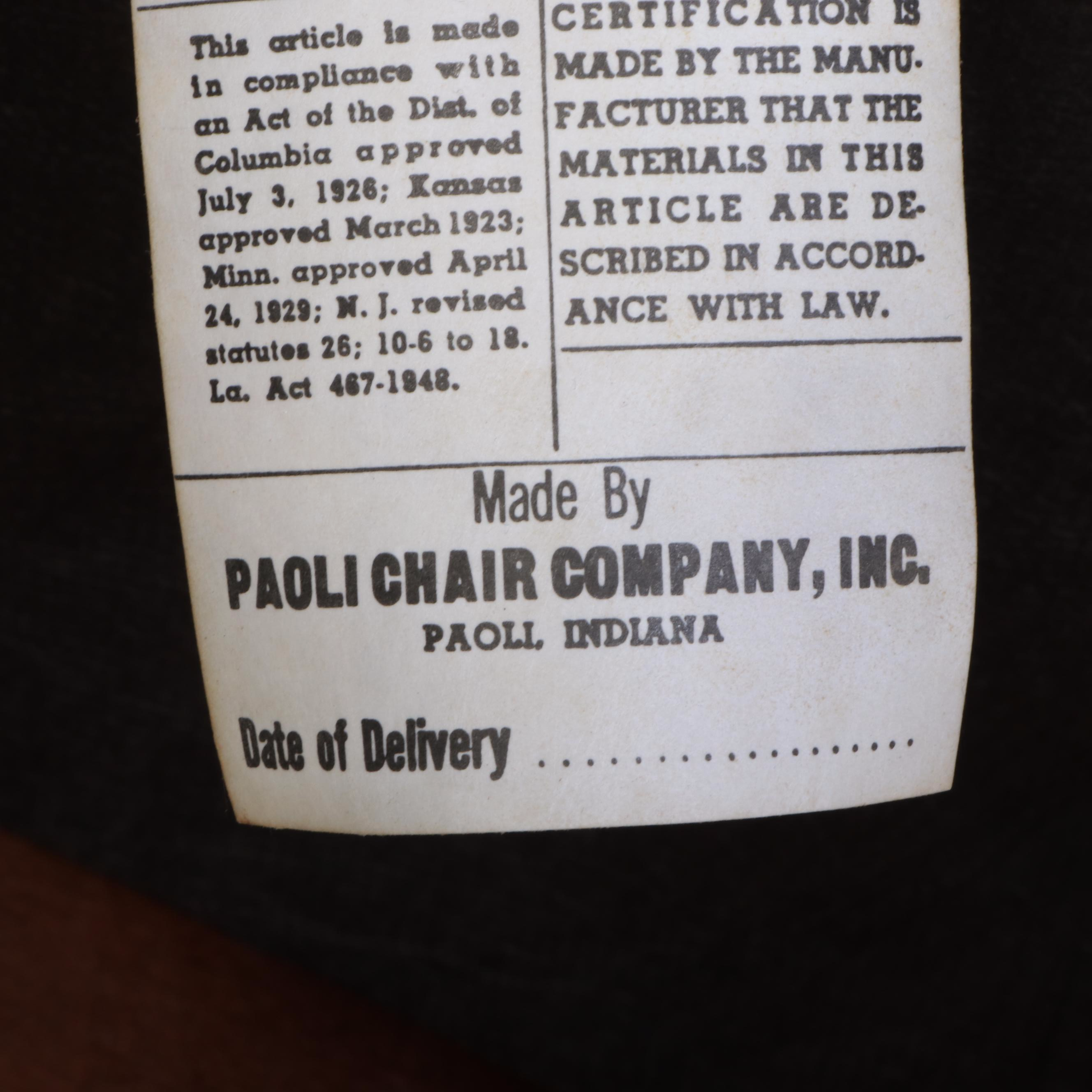 Pair of Paoli Chair Company Modernist Maple and Vinyl Armchairs, Dated 1984