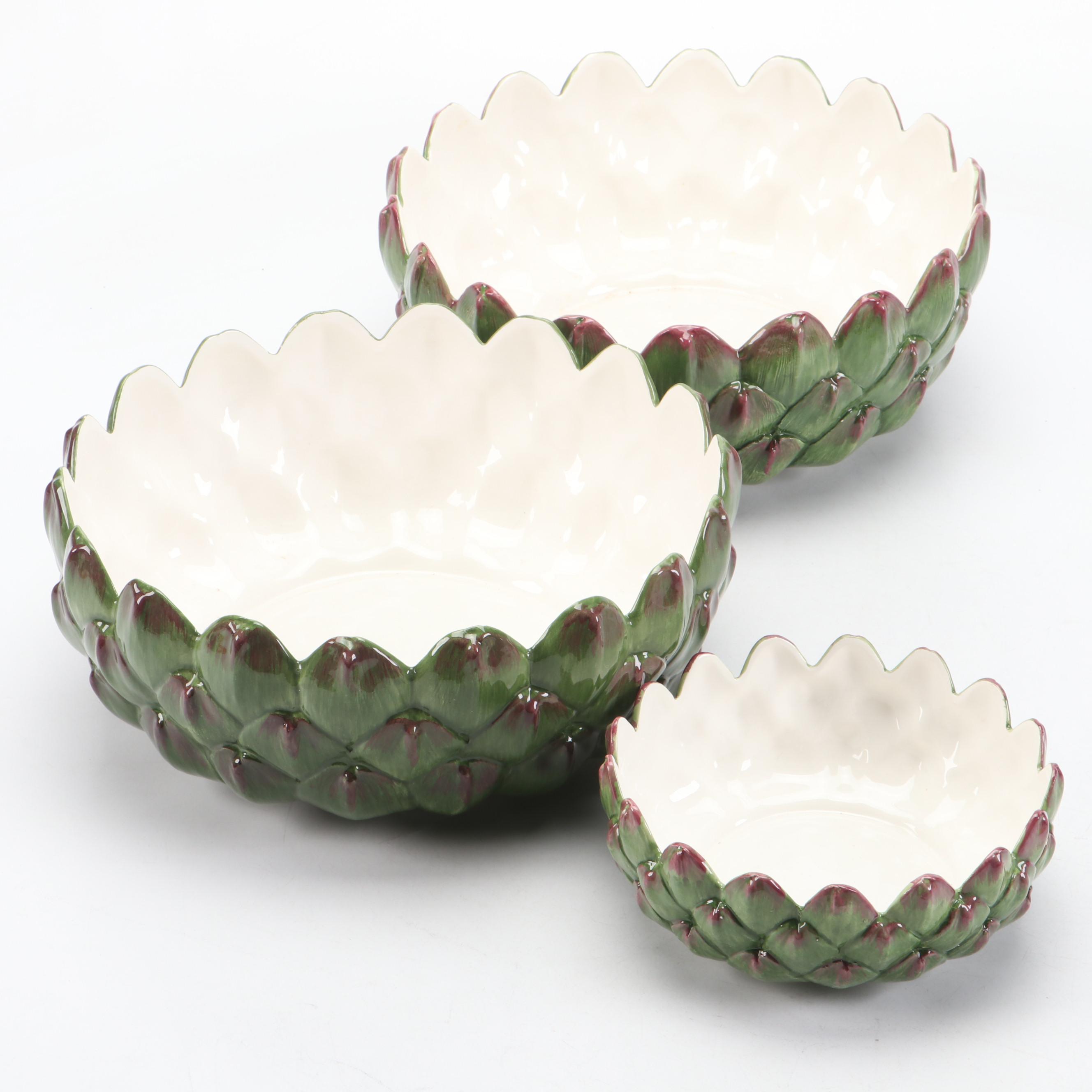 Italian Majolica Artichoke Bowls