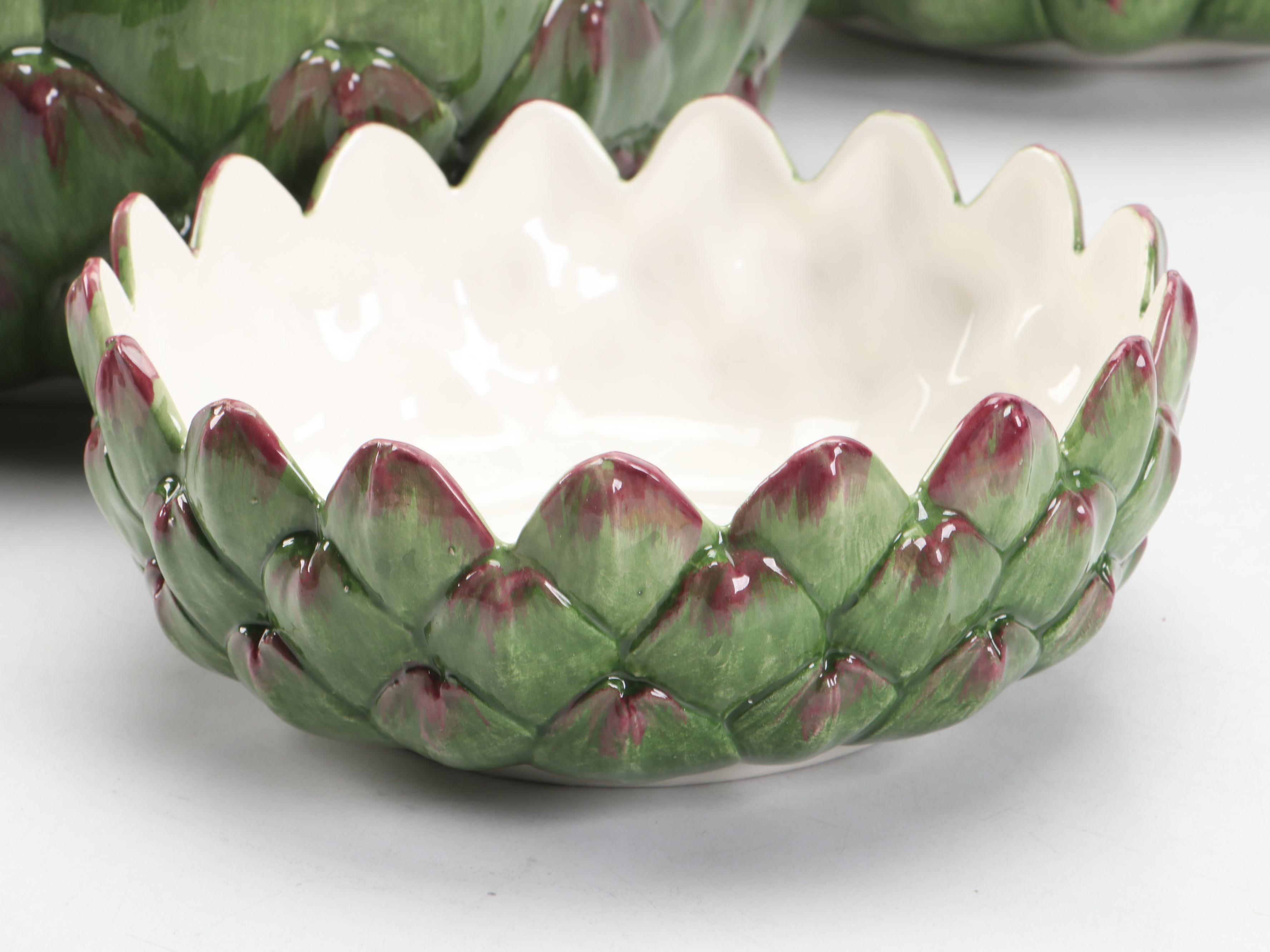 Italian Majolica Artichoke Bowls