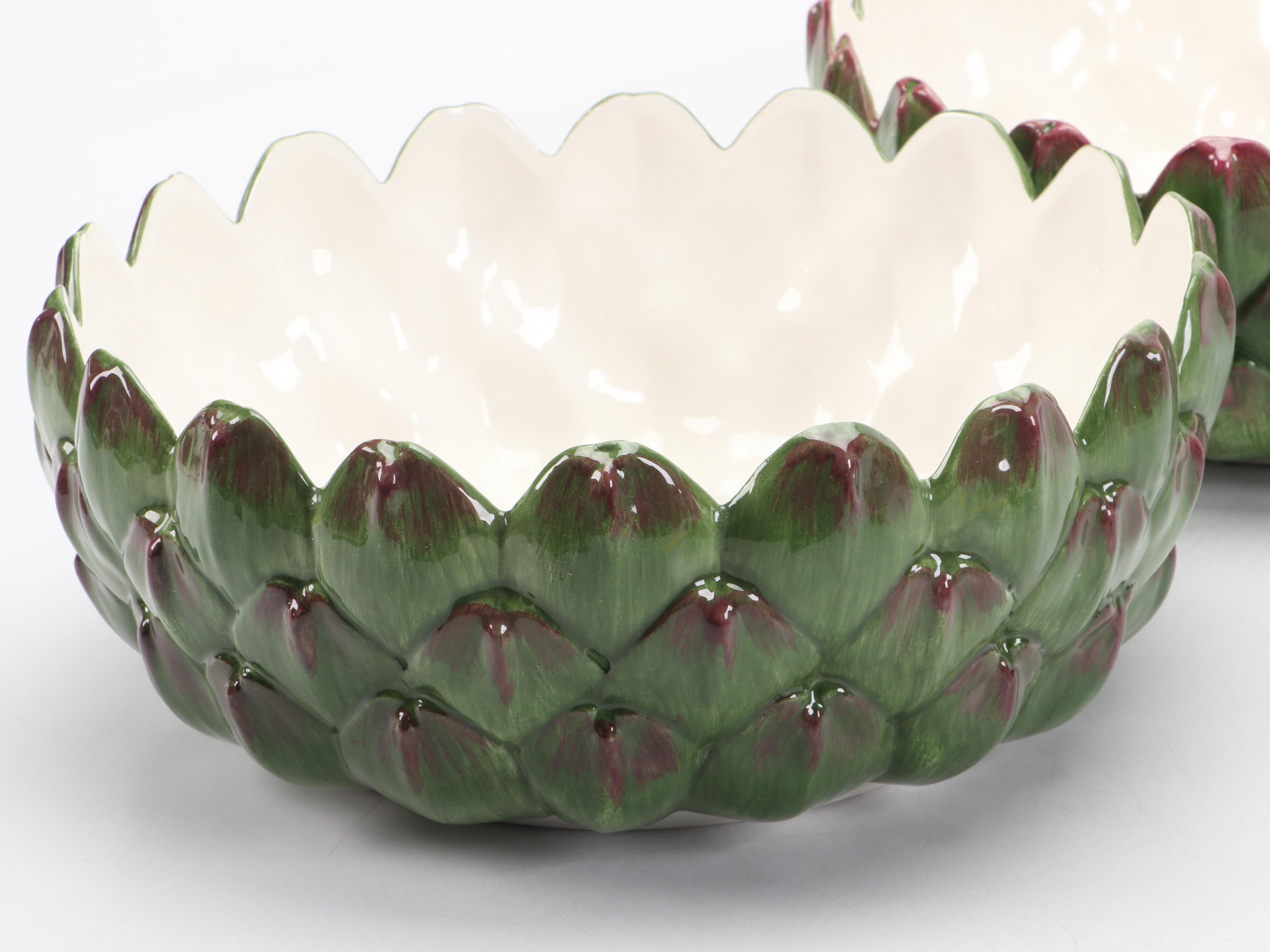 Italian Majolica Artichoke Bowls