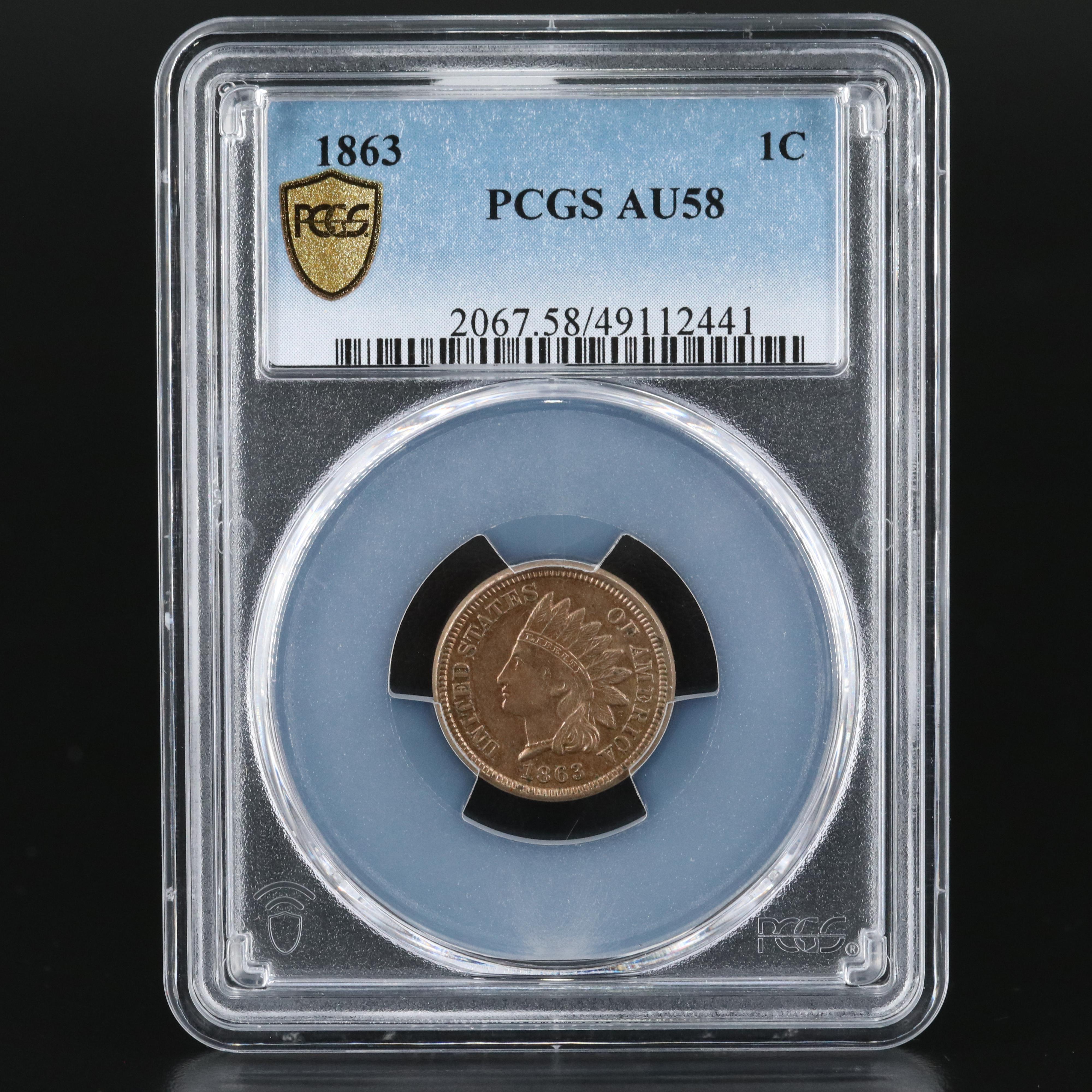 Two PCGS Graded 1863 Copper-Nickel Indian Head Cents, AU58 and MS63